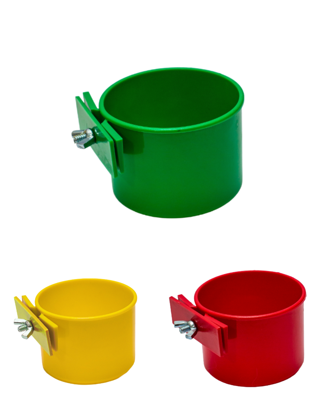 TAZA PLASTICA PARA LOROS SOPORTE MARIPOSA