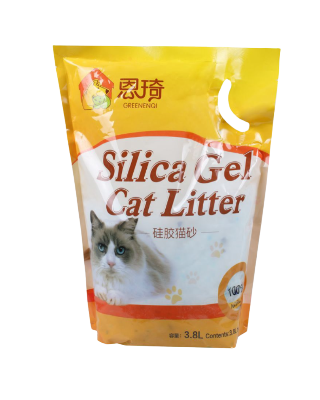 SILICA GEL CAT LITTER GREENENQUI 3.8 LTS