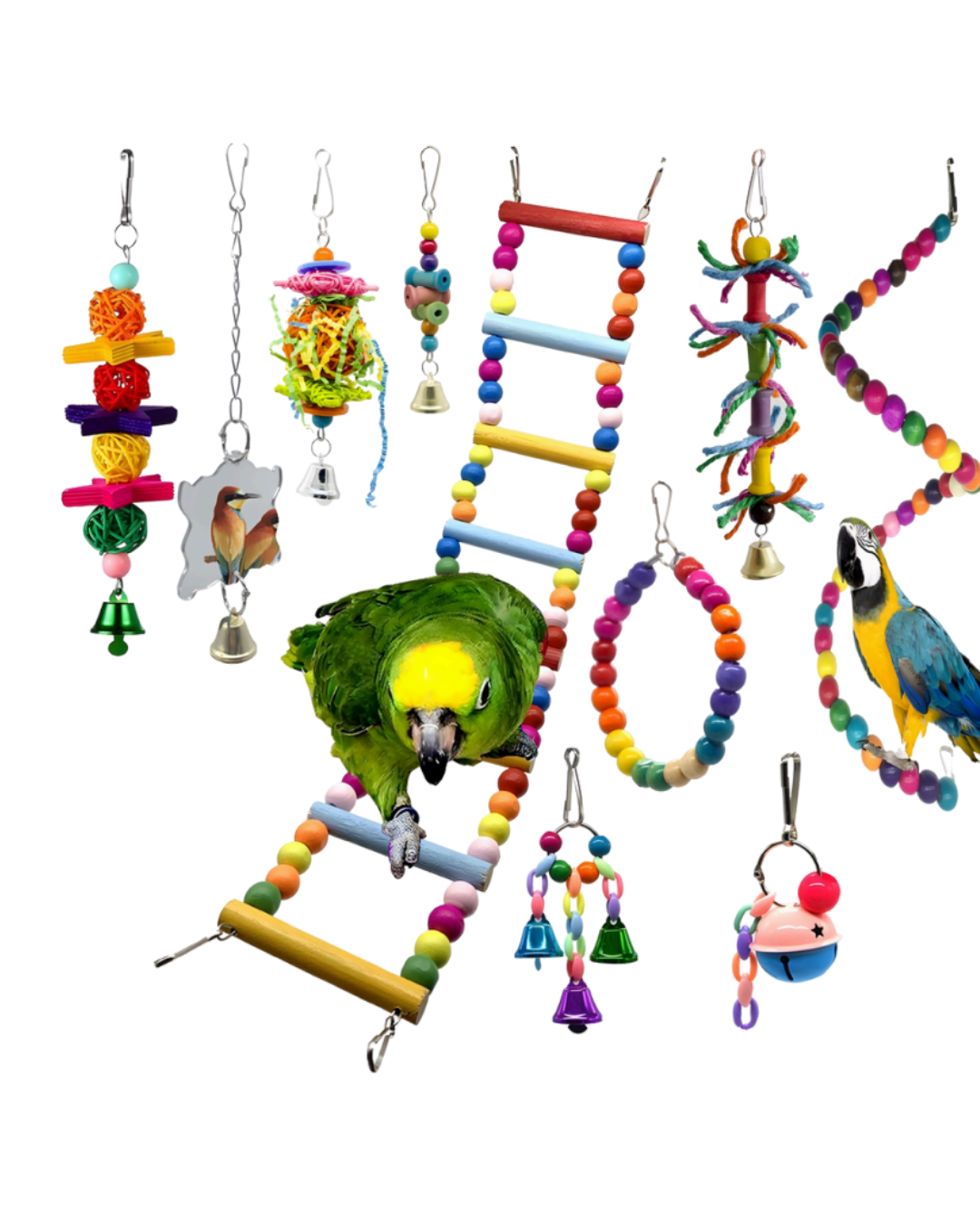 KIT JUEGOS PARA LORO N° 3 DE 10 PIEZAS