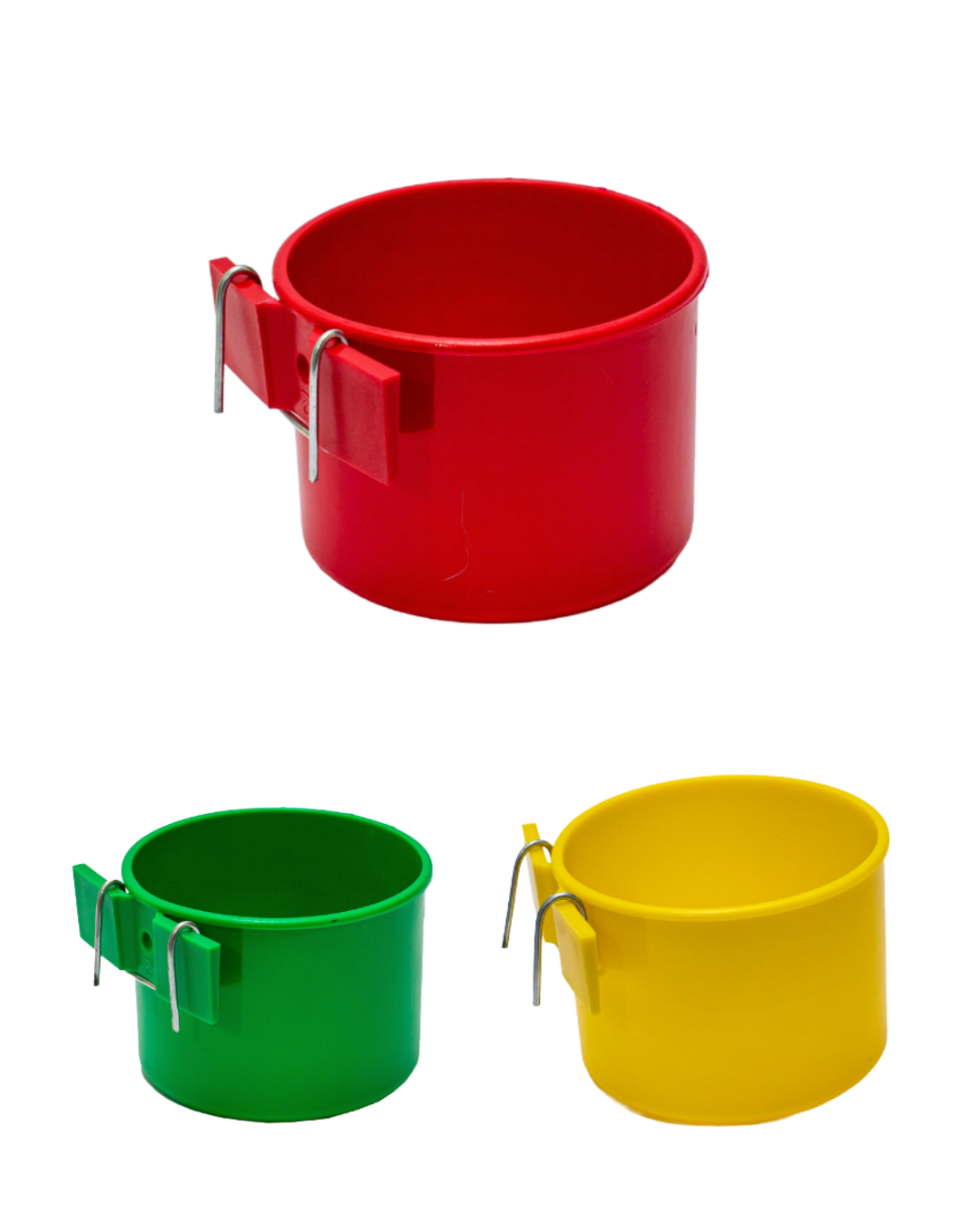 TAZA PLASTICA PARA LOROS SOPORTE ALAMBRE