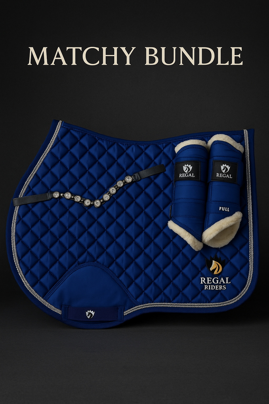 Premium Matchy Set – Saddle Pad + Brushing Boots + Browband (Regal Riders)