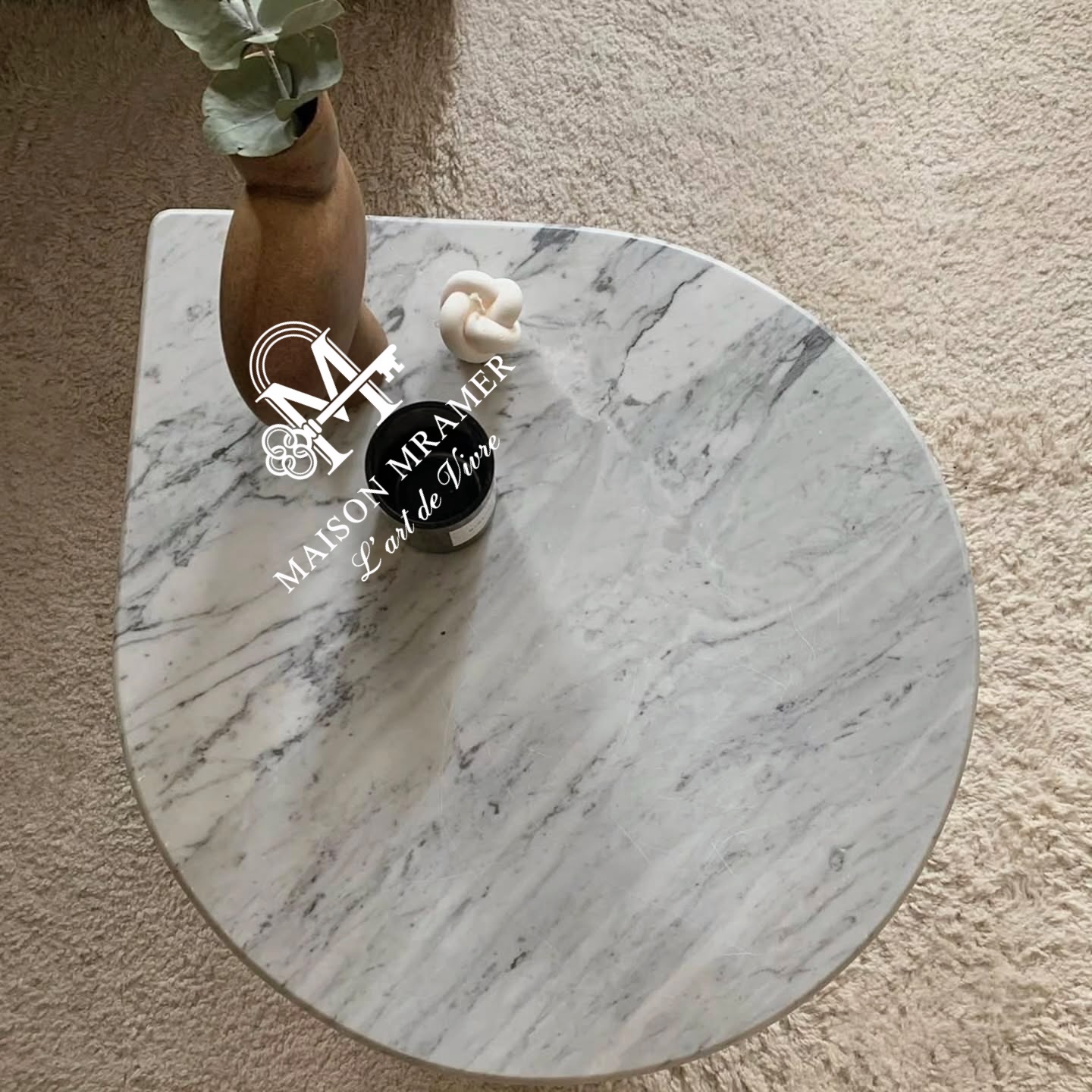 table Basse Ronde en Marbre Blanc