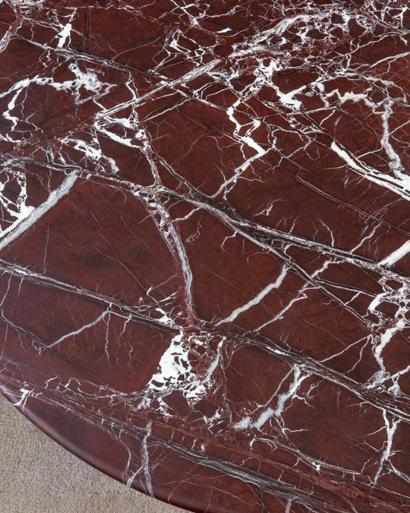 Table à manger oblongue en marbre rouge Rosso Levanto 