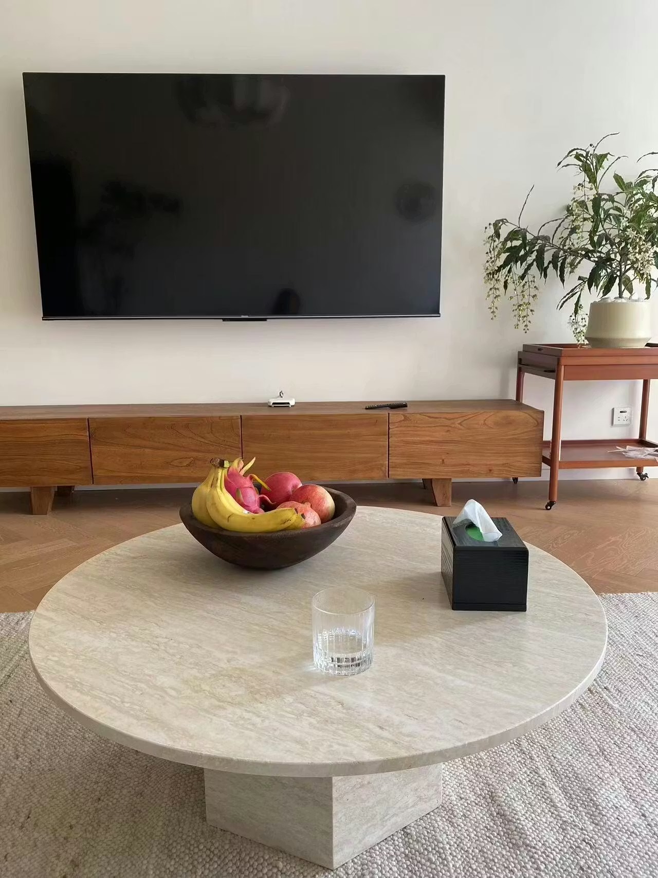 Lusa Table basse ronde en travertin