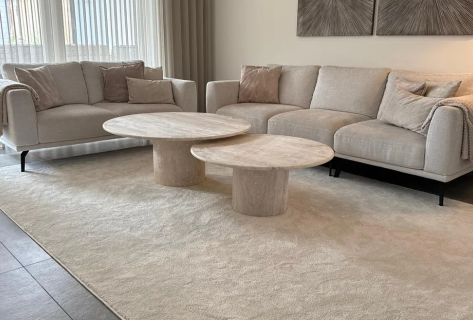 Rimal Duo – Ensemble de tables basses rondes en travertin