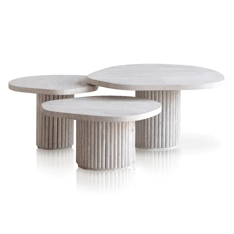Ensemble Gigogne  Tables basses en travertin