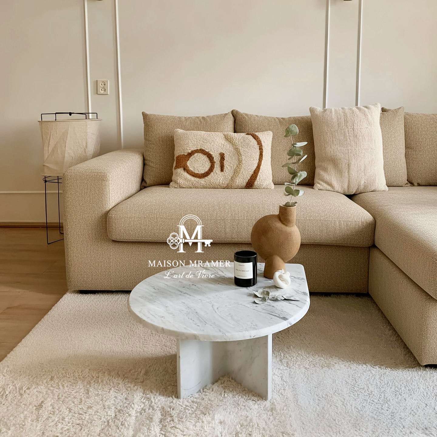 table Basse Ronde en Marbre Blanc