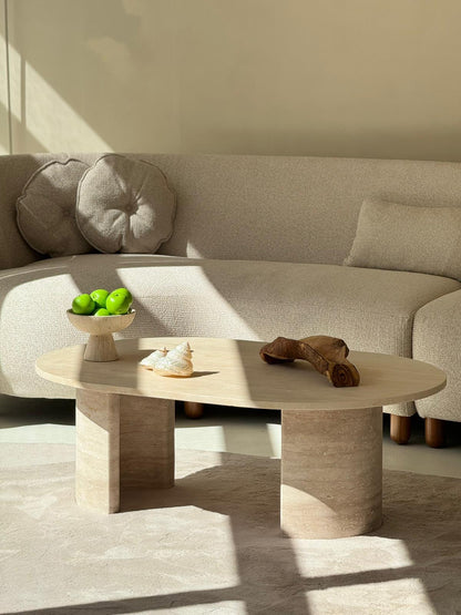 Terra Oval – Table basse en travertin