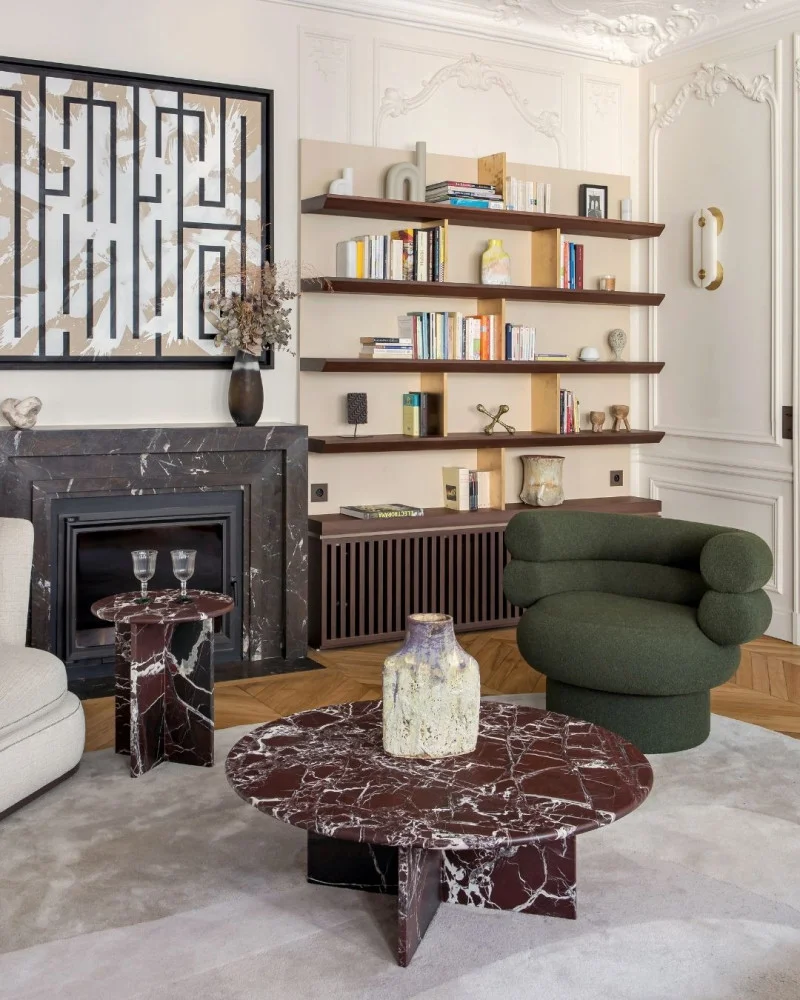 Table Basse Ronde Rosso Levanto – Marbre Rouge