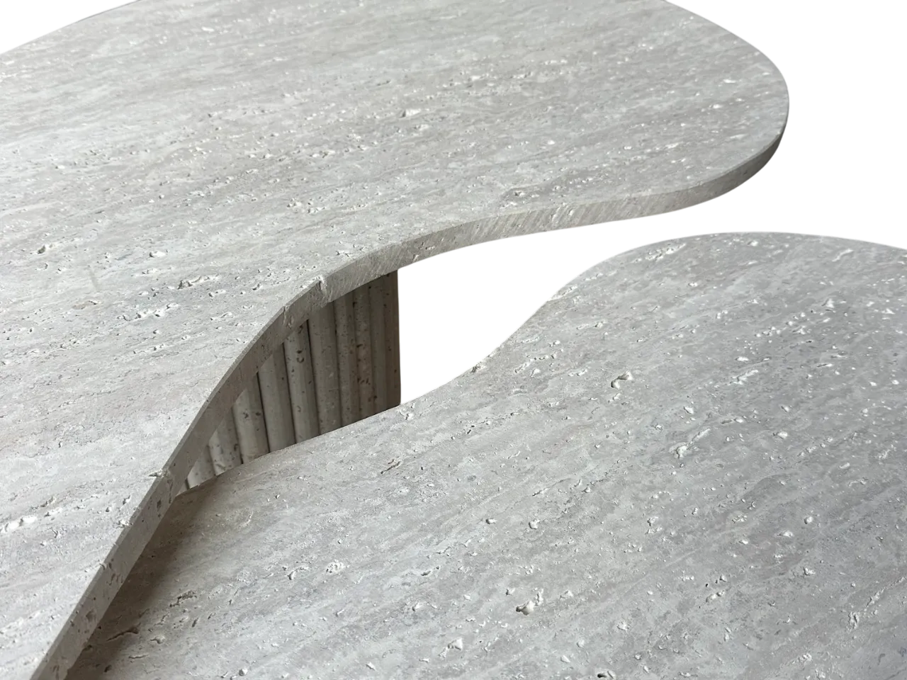 Tables Basses Duo en Travertin & Pieds en Bois 