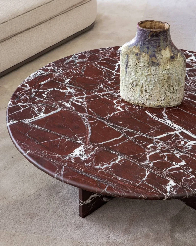 Table Basse Ronde Rosso Levanto – Marbre Rouge