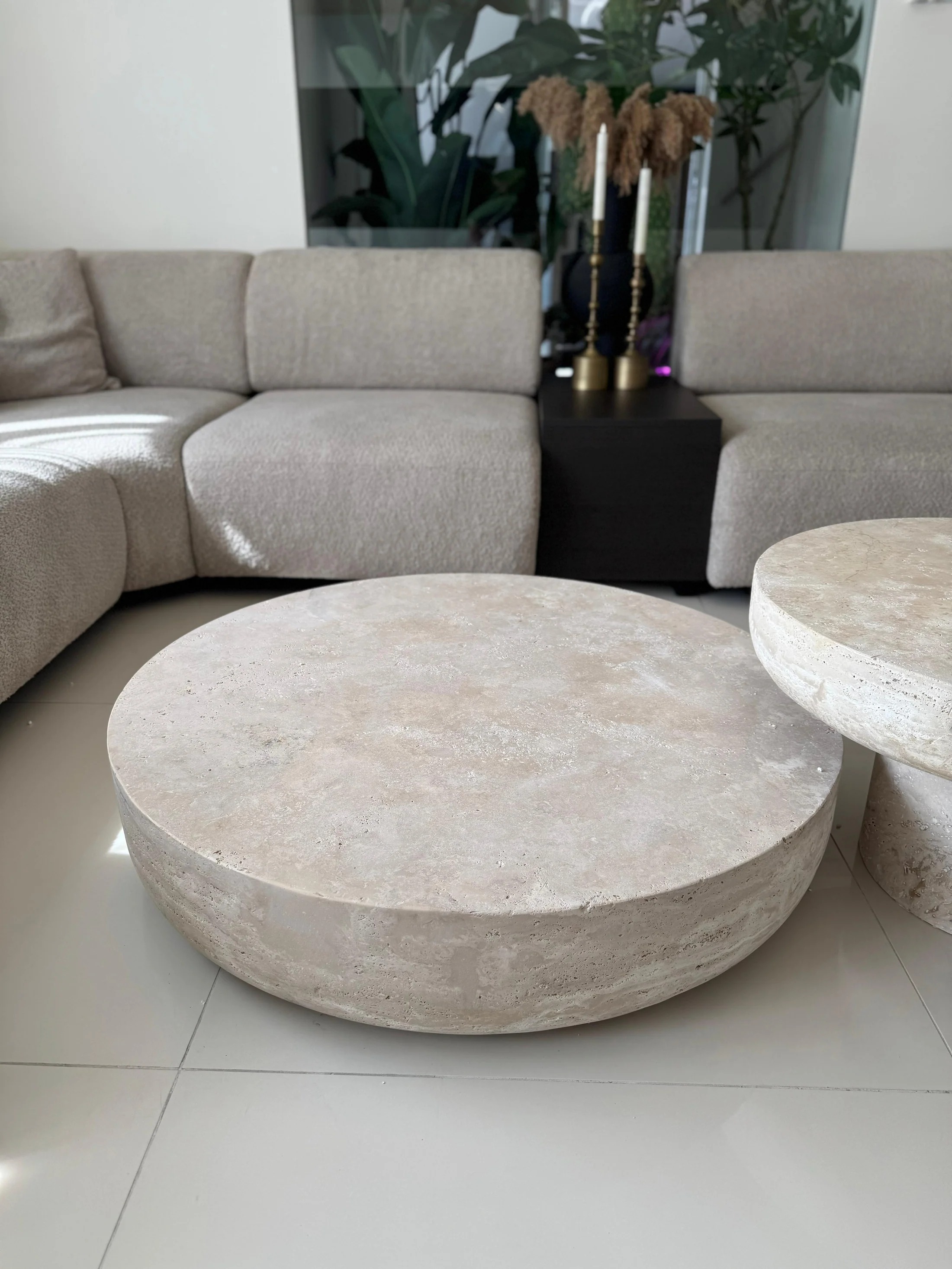 Ciro Rond Duo Tables basses en travertin