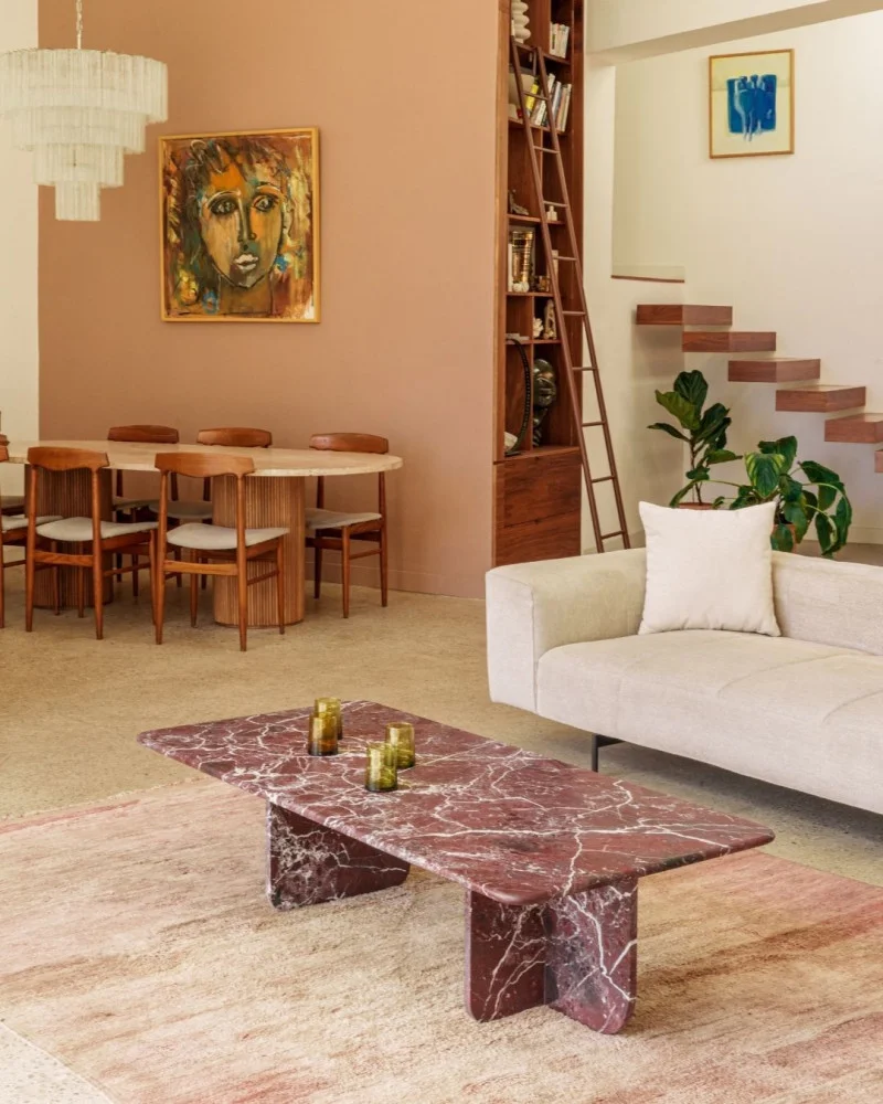 Table Basse Rosso Levanto en Marbre Rouge