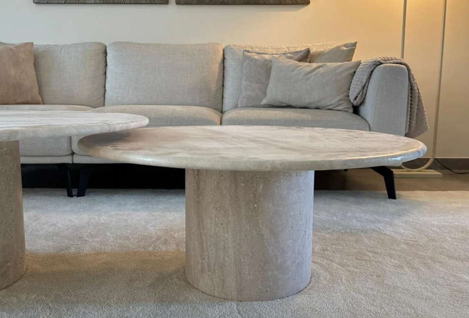 Rimal Duo – Ensemble de tables basses rondes en travertin