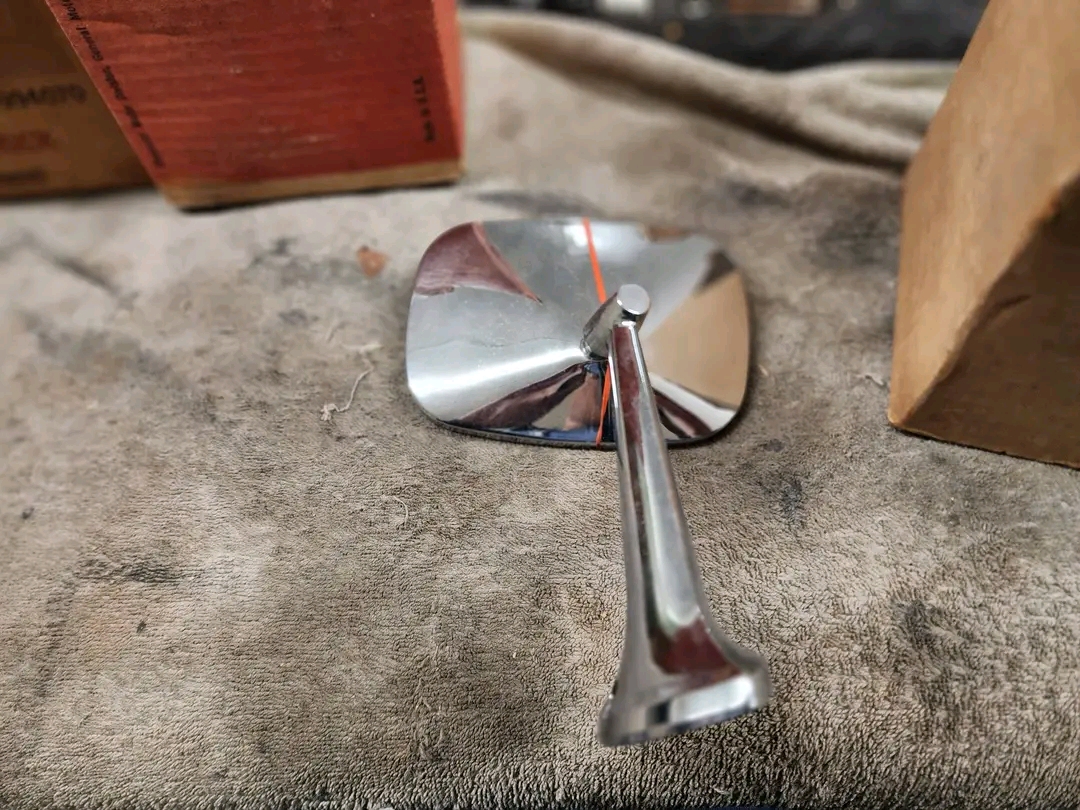 1973-1974 corvette passenger side mirror nos gm in the box with template and inserts and screw 