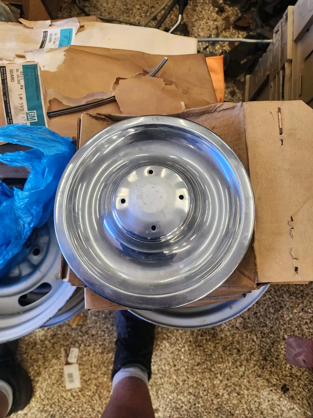 1967 camaro , chevelle , nova , Impala  and corvette gm nos ralley wheel center cap backing 