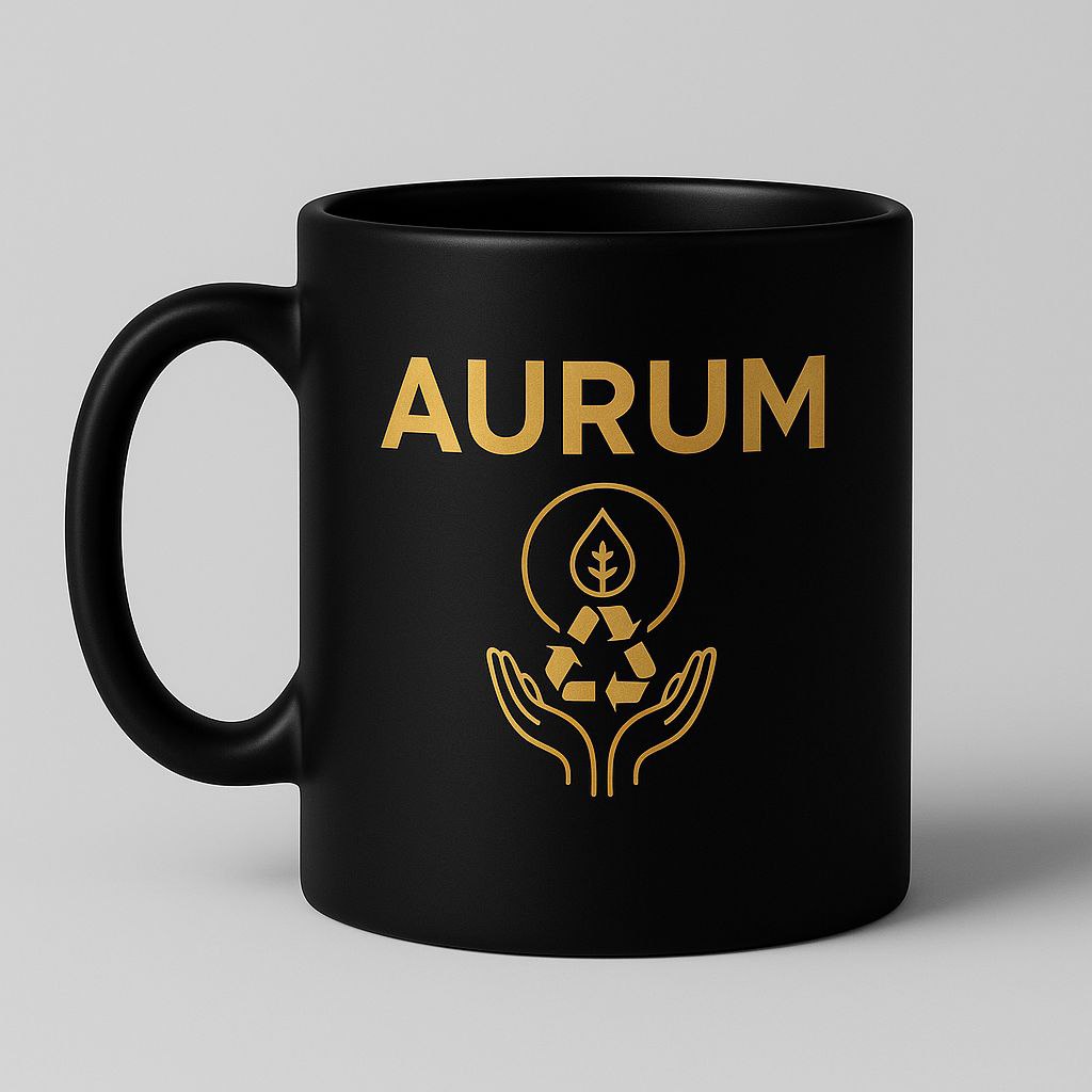  Caneca de cerâmica preta AURUM