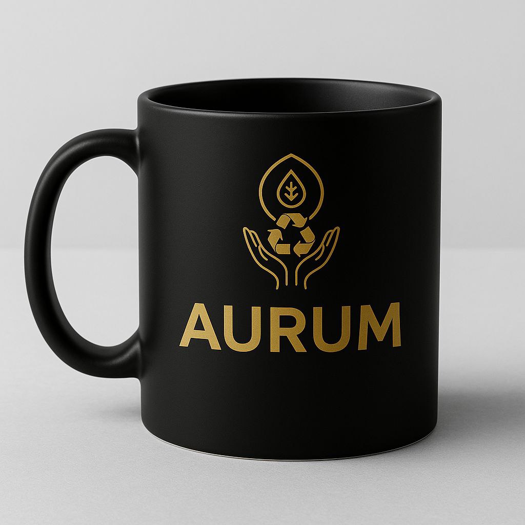  Caneca de cerâmica preta AURUM