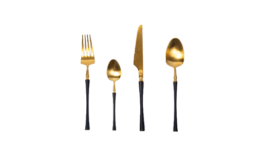 Gold and Black Cutlery Set