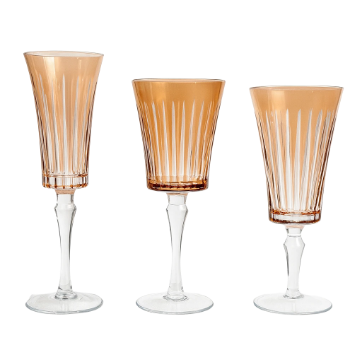 Amber Crystal Wine Glasses Set