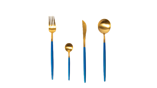 Gold and Blue Cutlery Set