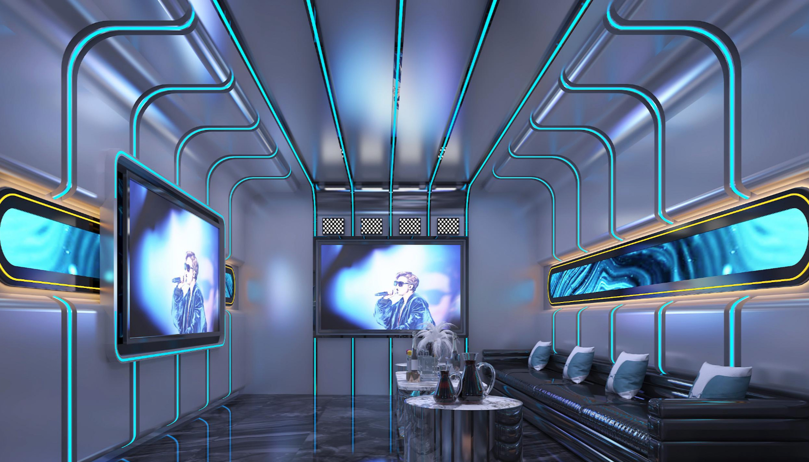 Neon Blue Party Room (HUMBLE)