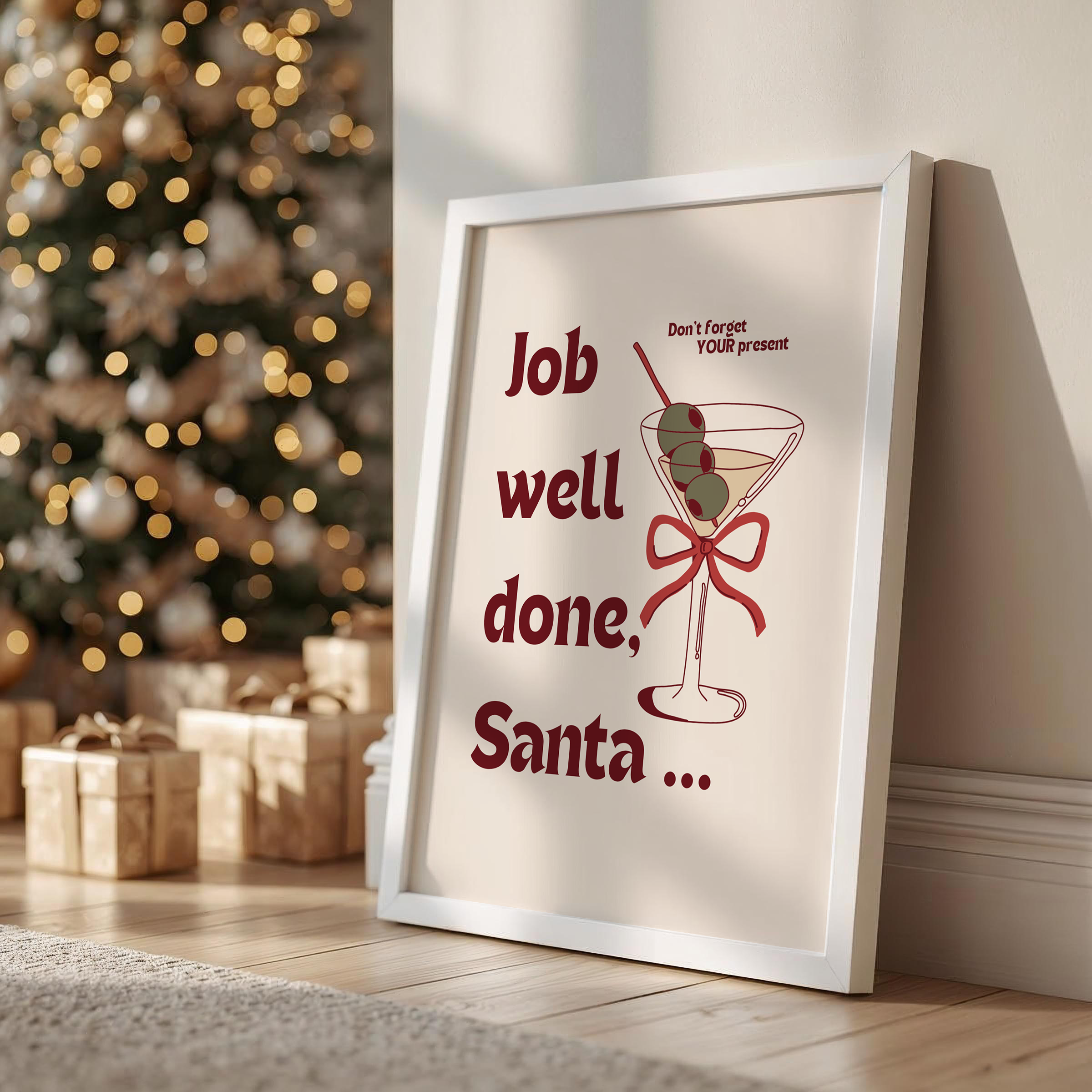 Santa's Martini Christmas Printable Poster