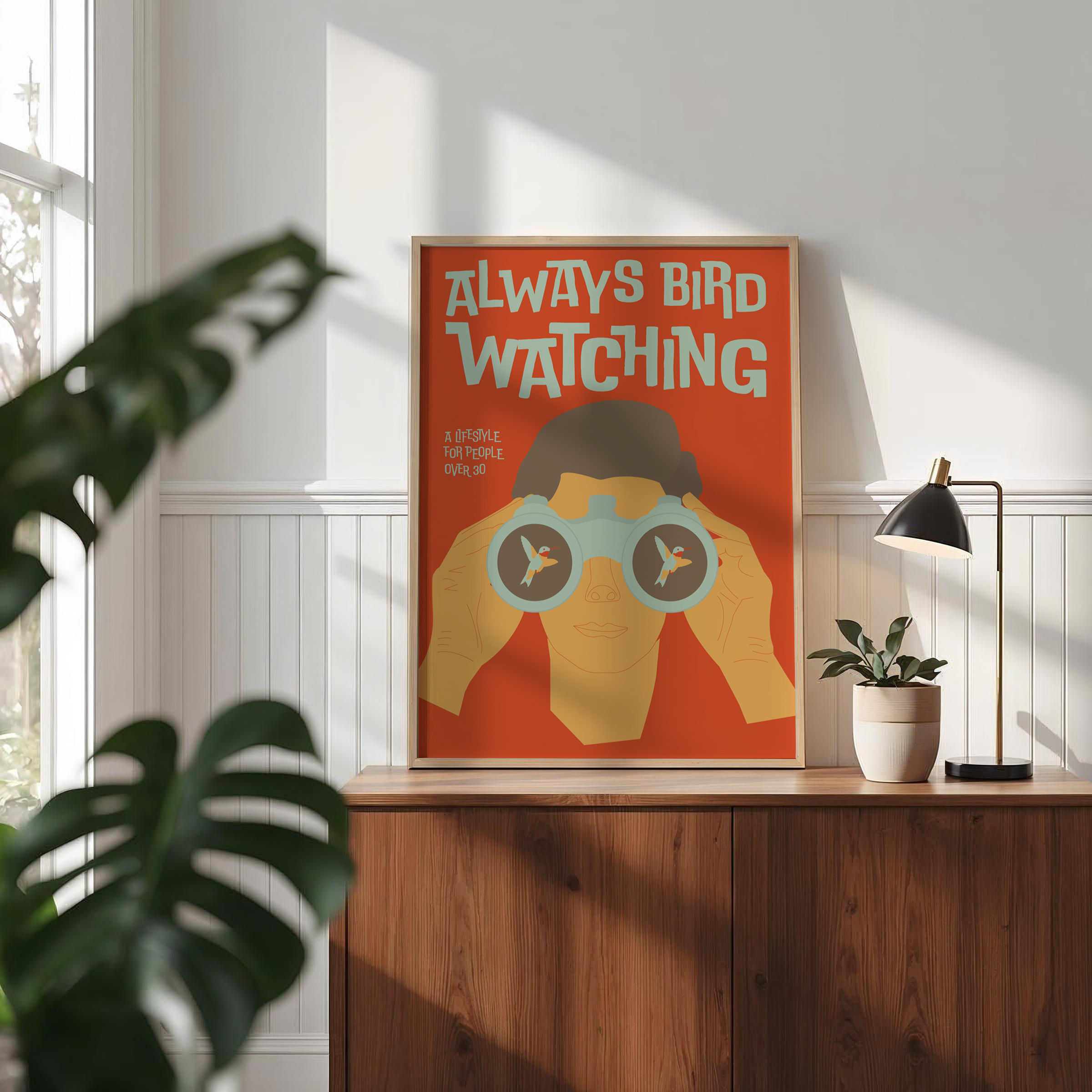 Always Bird Watching Poster in Burnt Orange