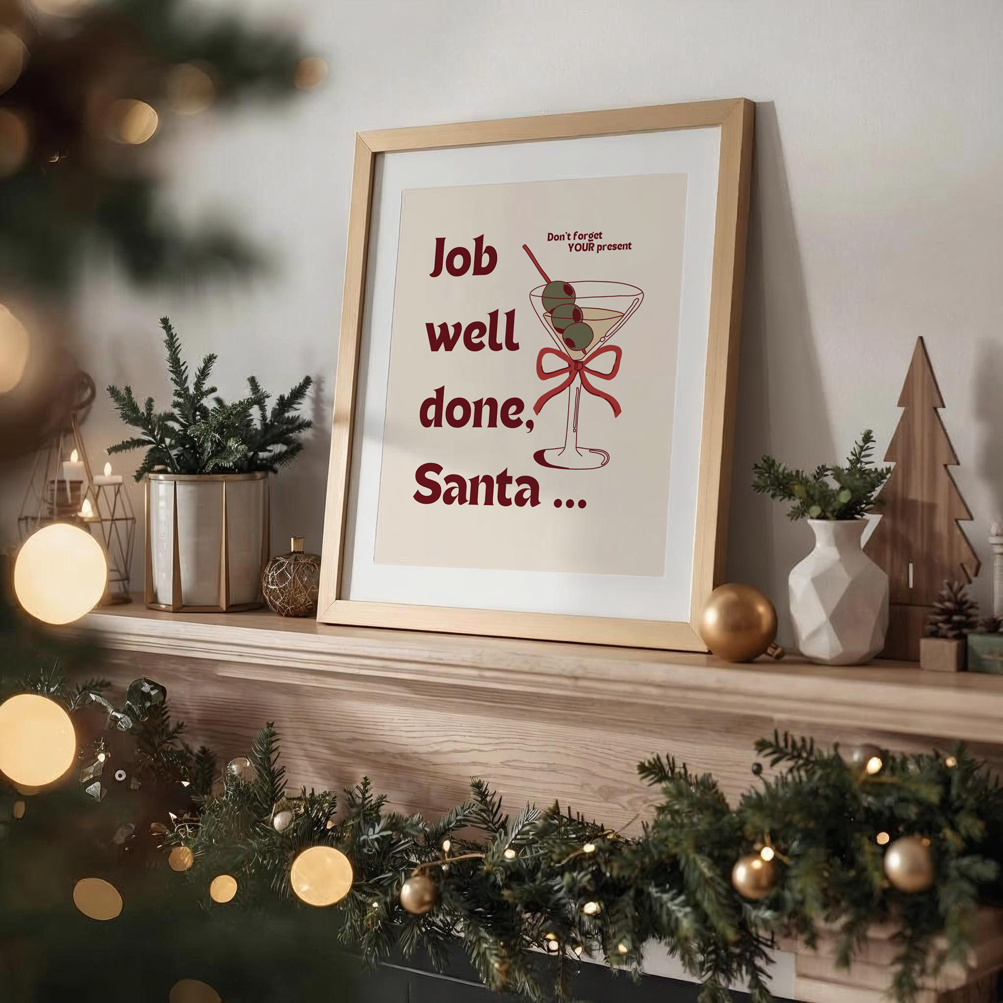 Santa's Martini Christmas Printable Poster