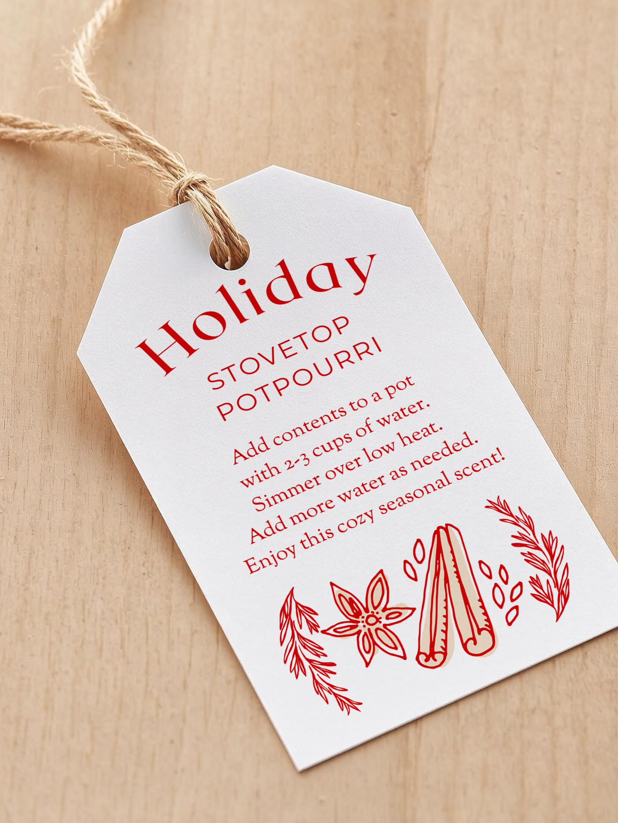 Modern Holiday Stovetop Simmer Potpourri Gift Tag