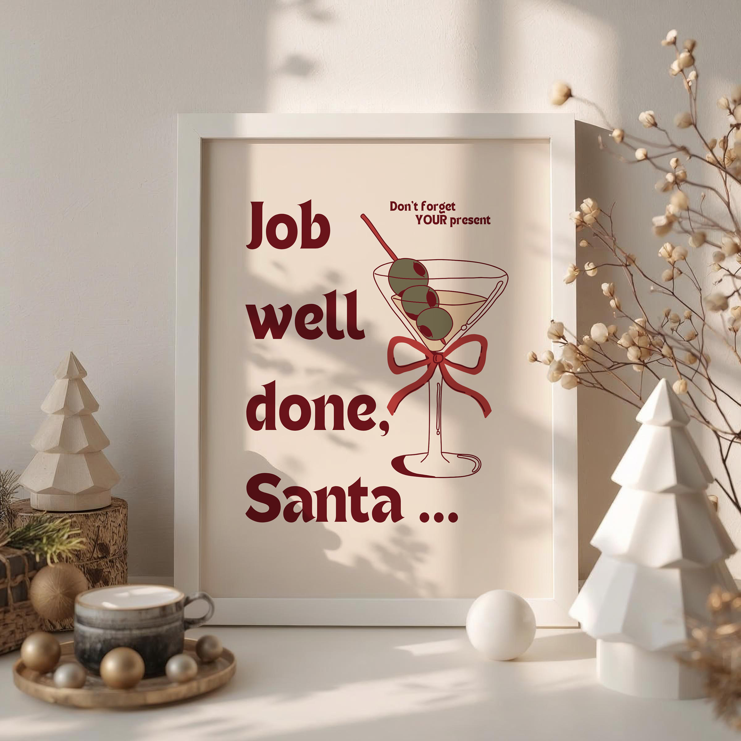 Santa's Martini Christmas Printable Poster