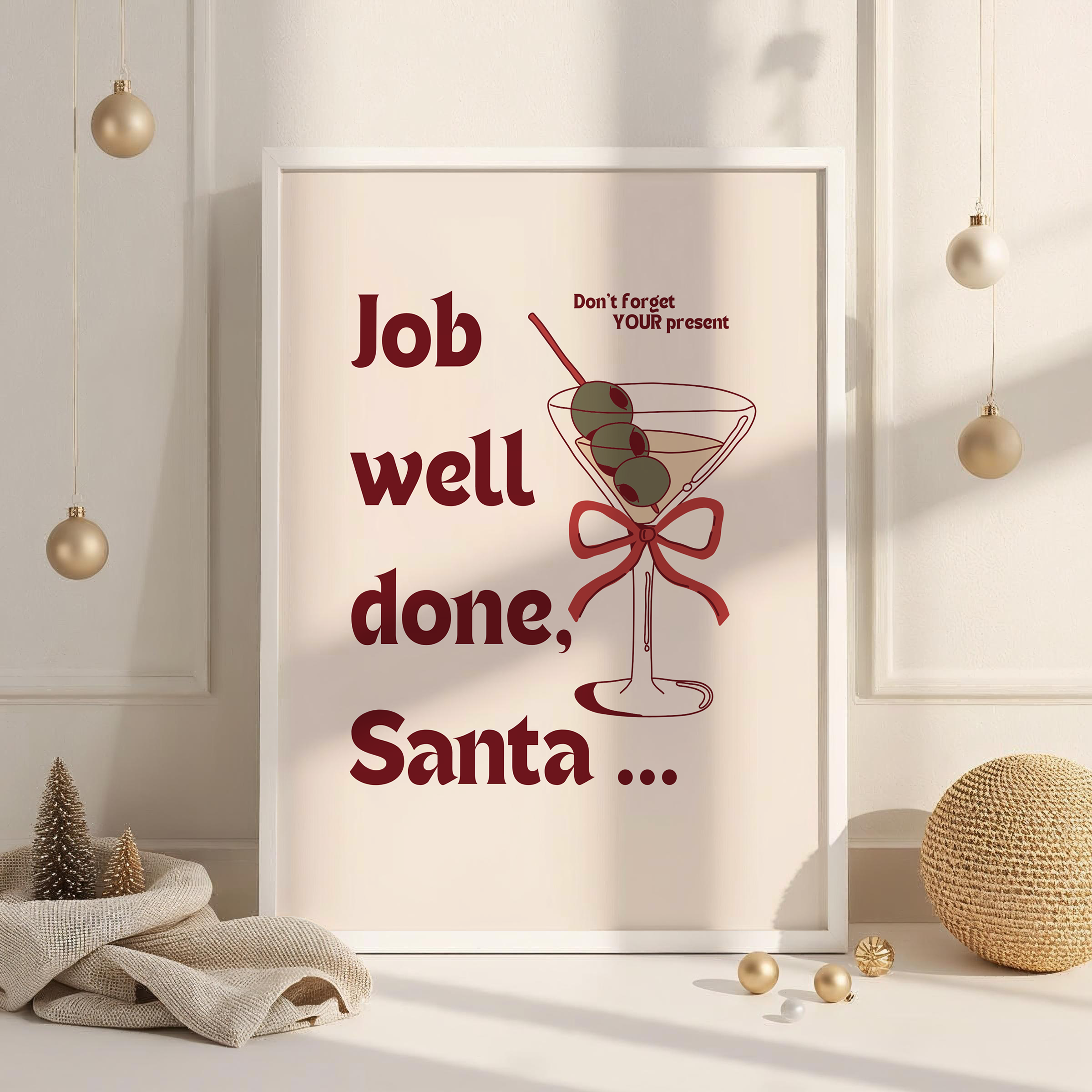 Santa's Martini Christmas Printable Poster