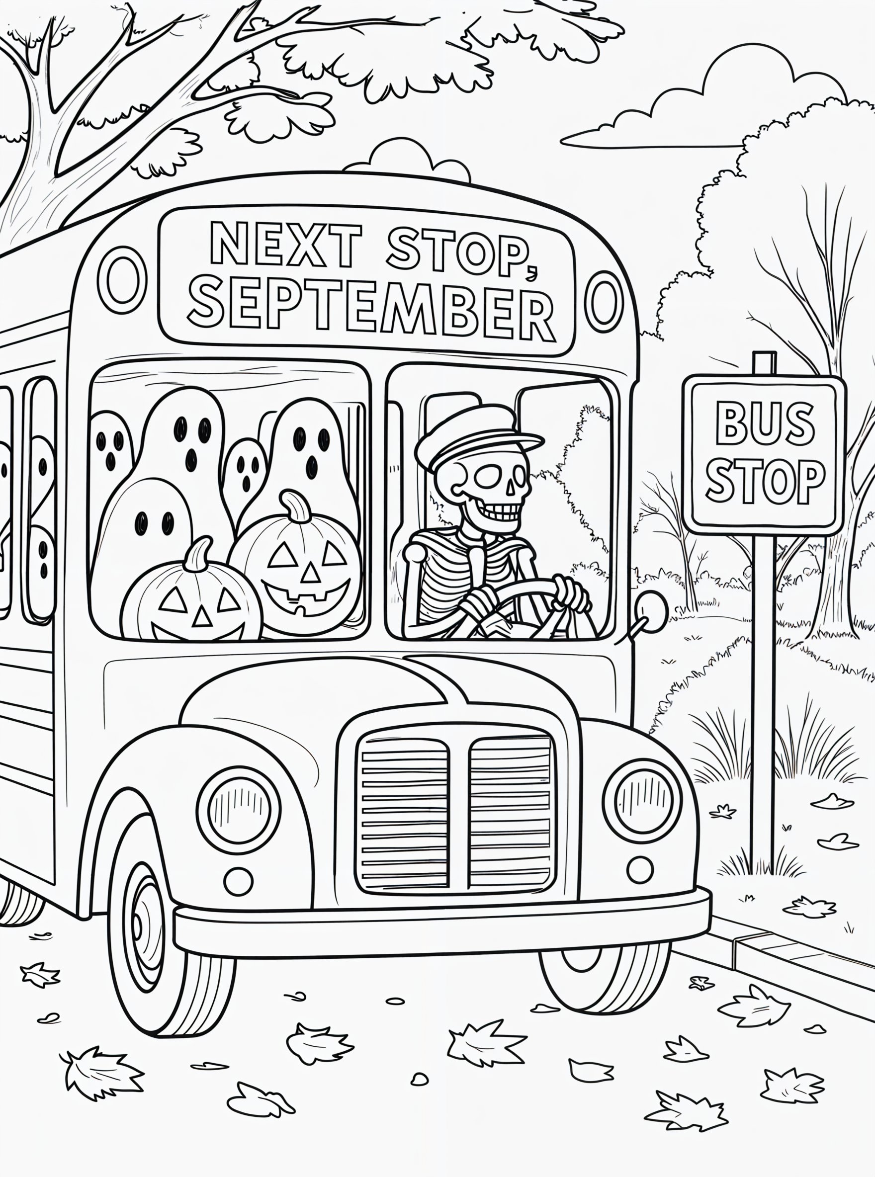 Halloween-Themed Coloring Page