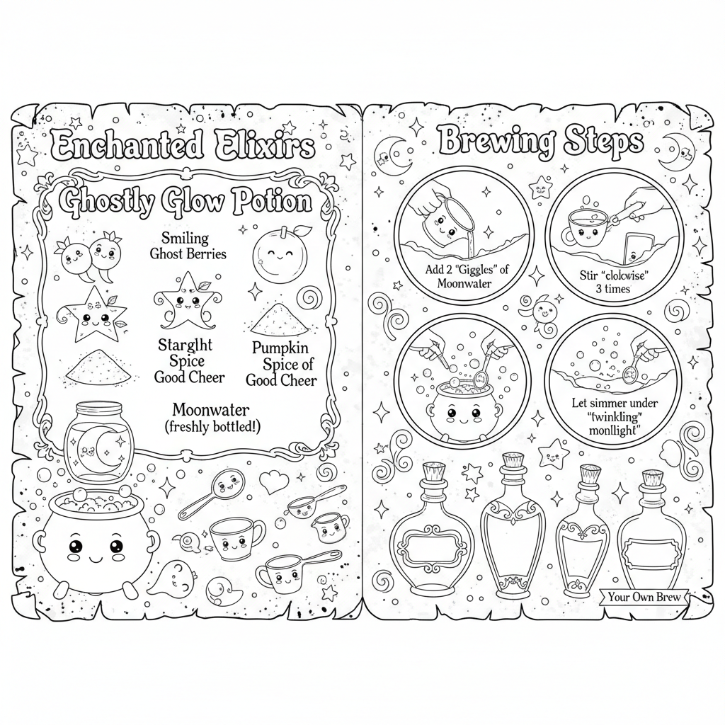 Enchanted Elixir Potion Colouring Page