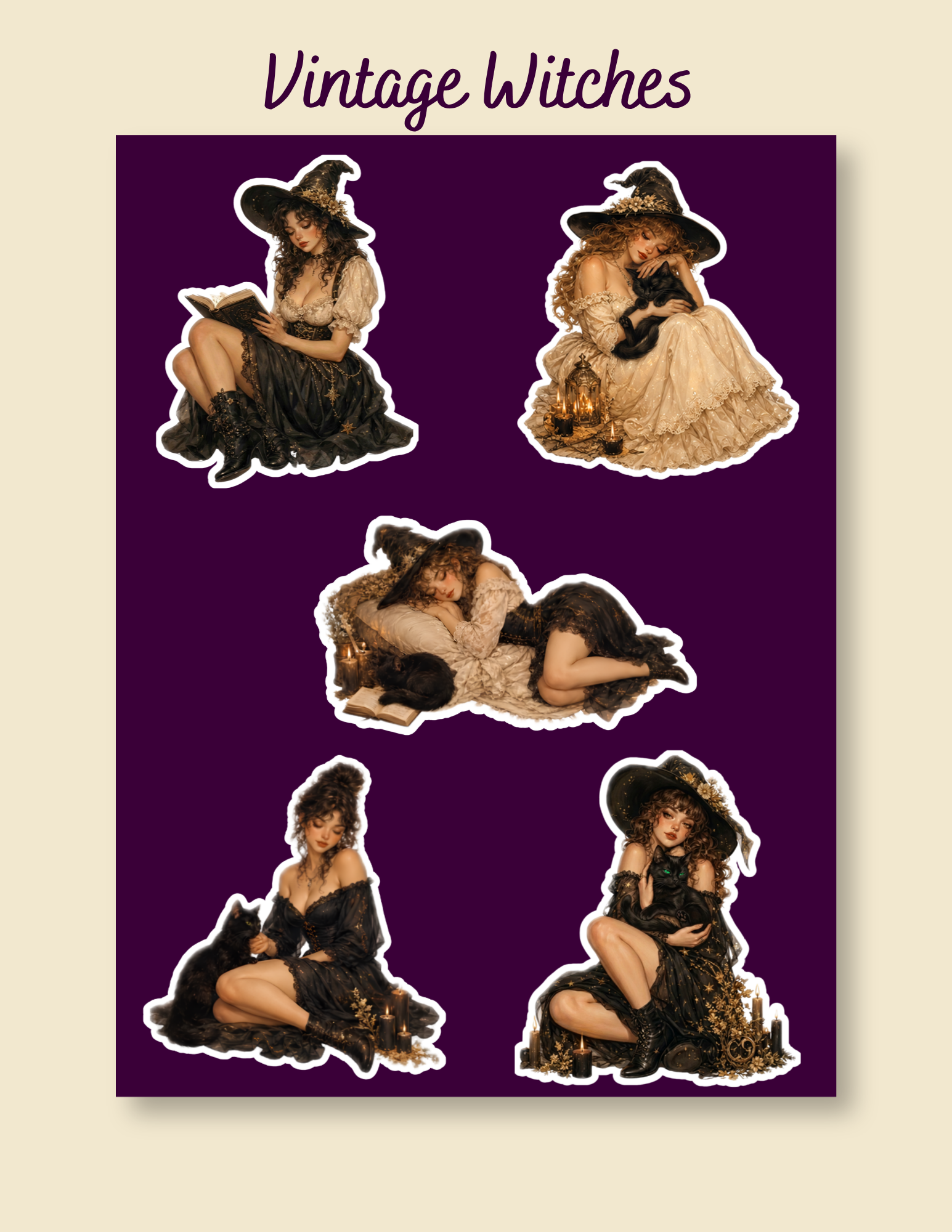 Vintage Witches Digital Sticker Pack