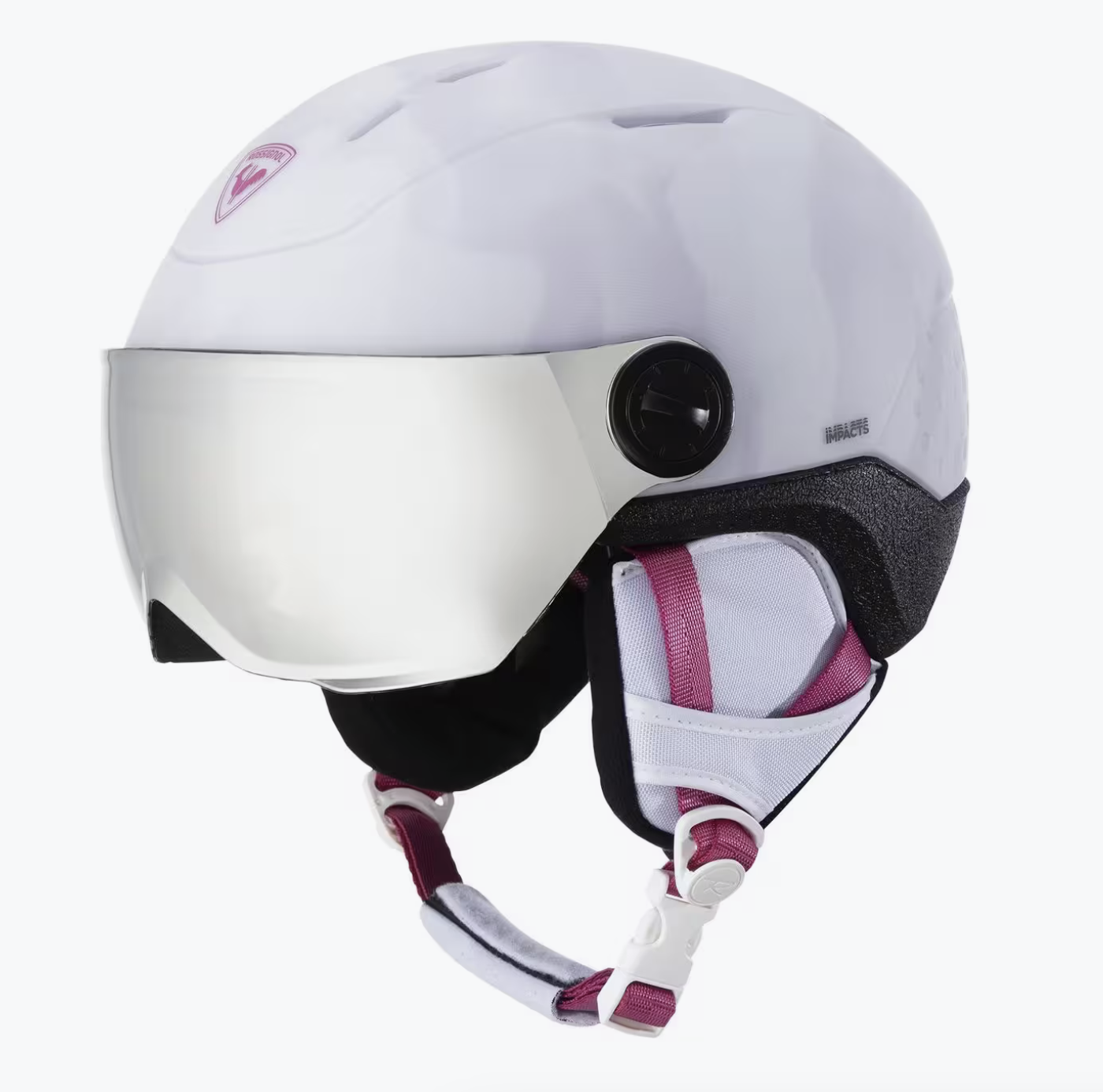 White Ski Helmet with Integrated Visor