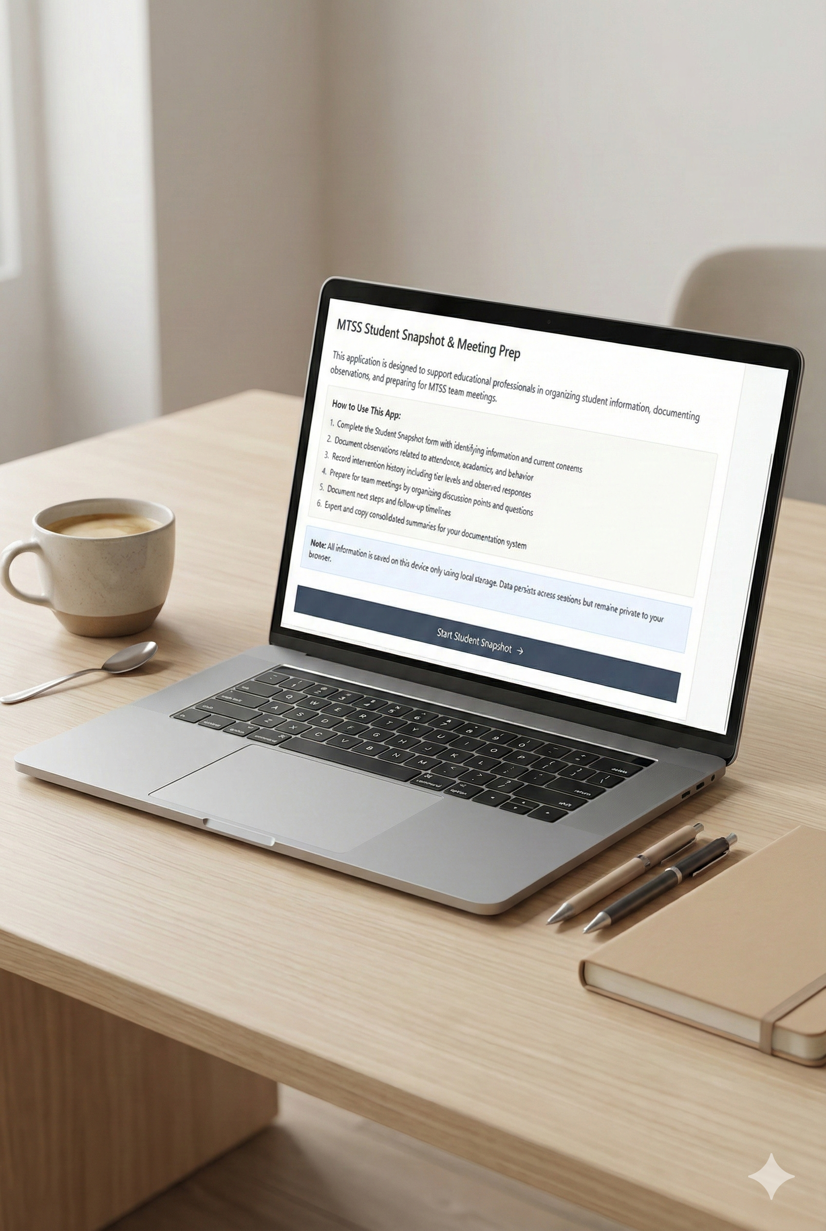 MTSS Student Snapshot & Meeting Prep — Digital App
