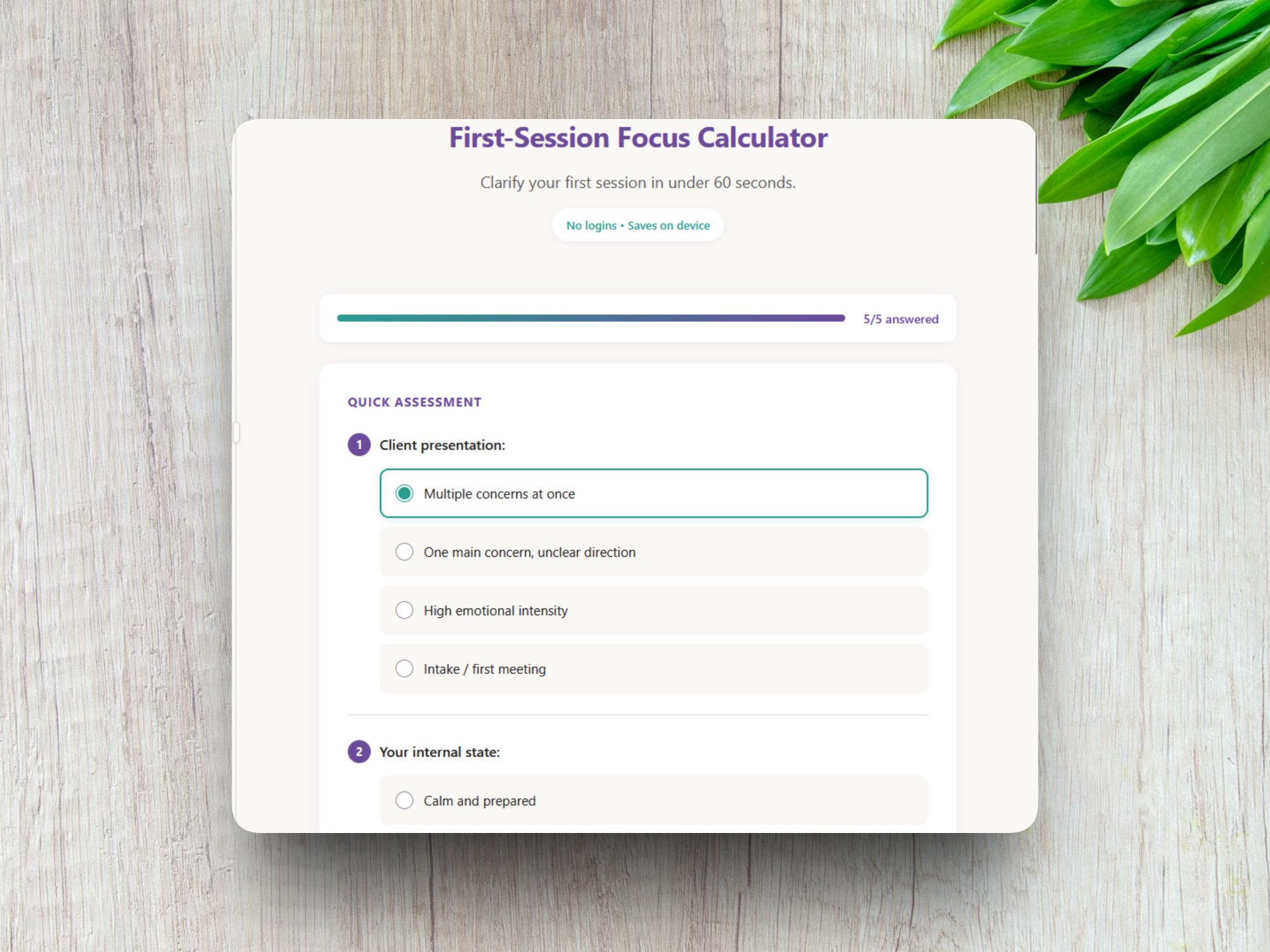  First-Session Focus Calculator 
