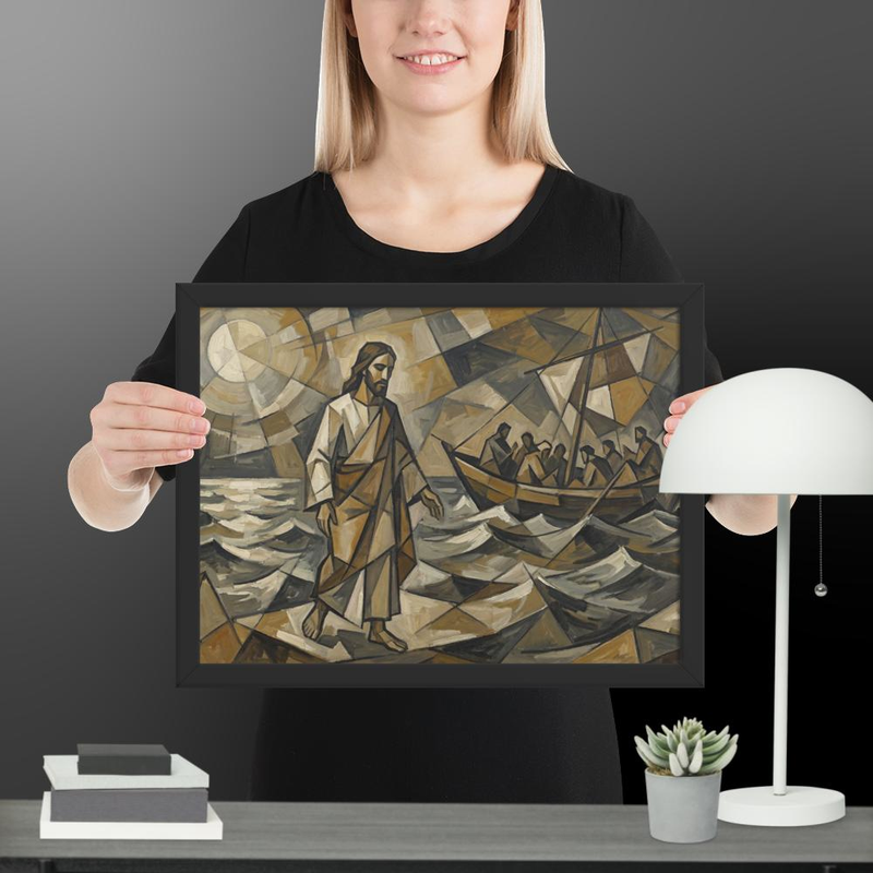 Jesus Walk On Water Geometric Art