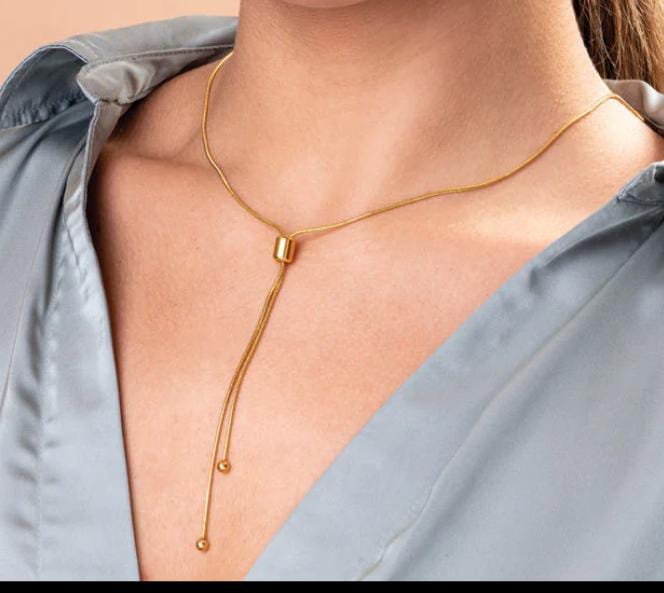 Elegant Gold Lariat Necklace