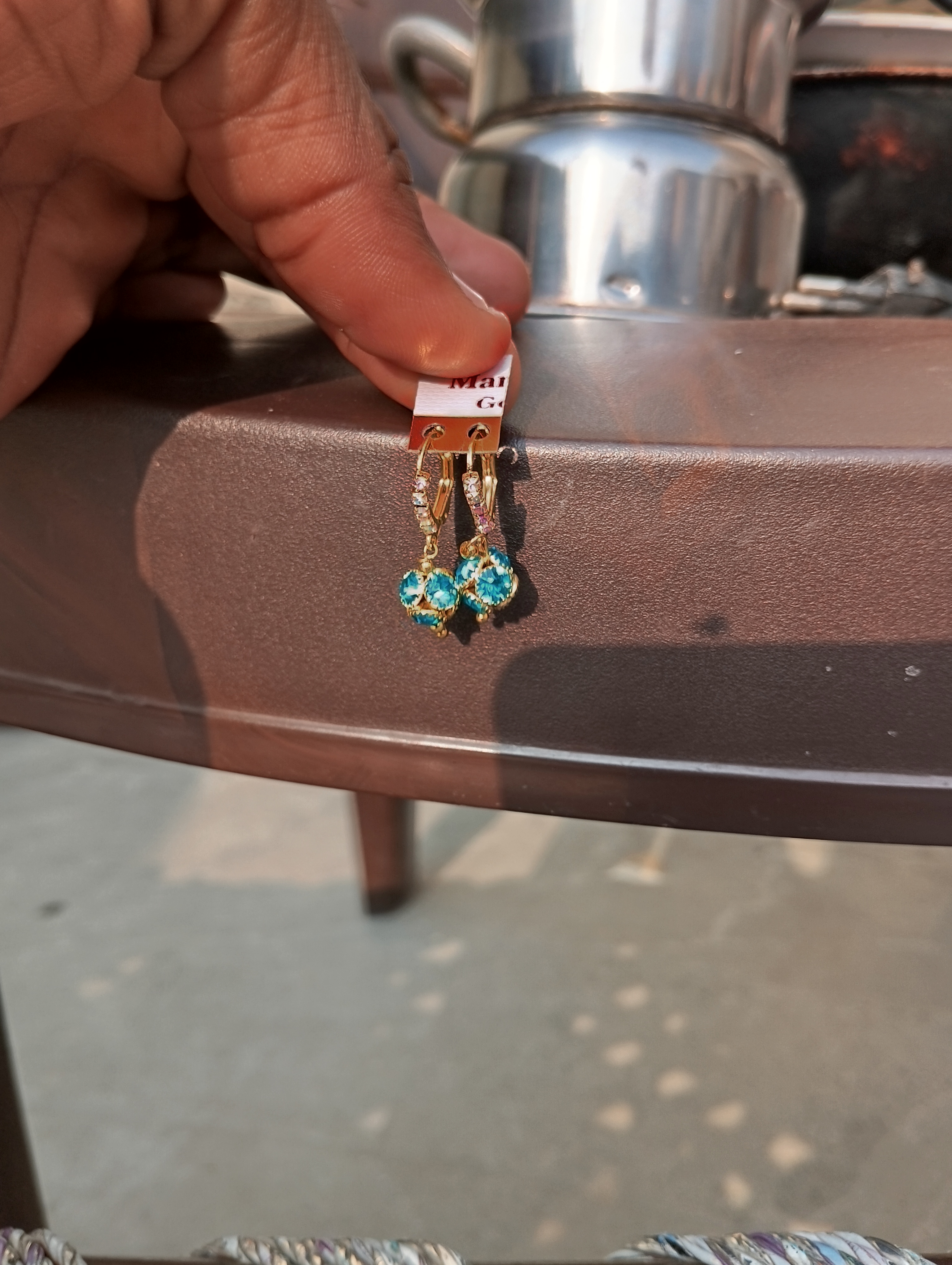 Blue Crystal Gold-Plated Earrings