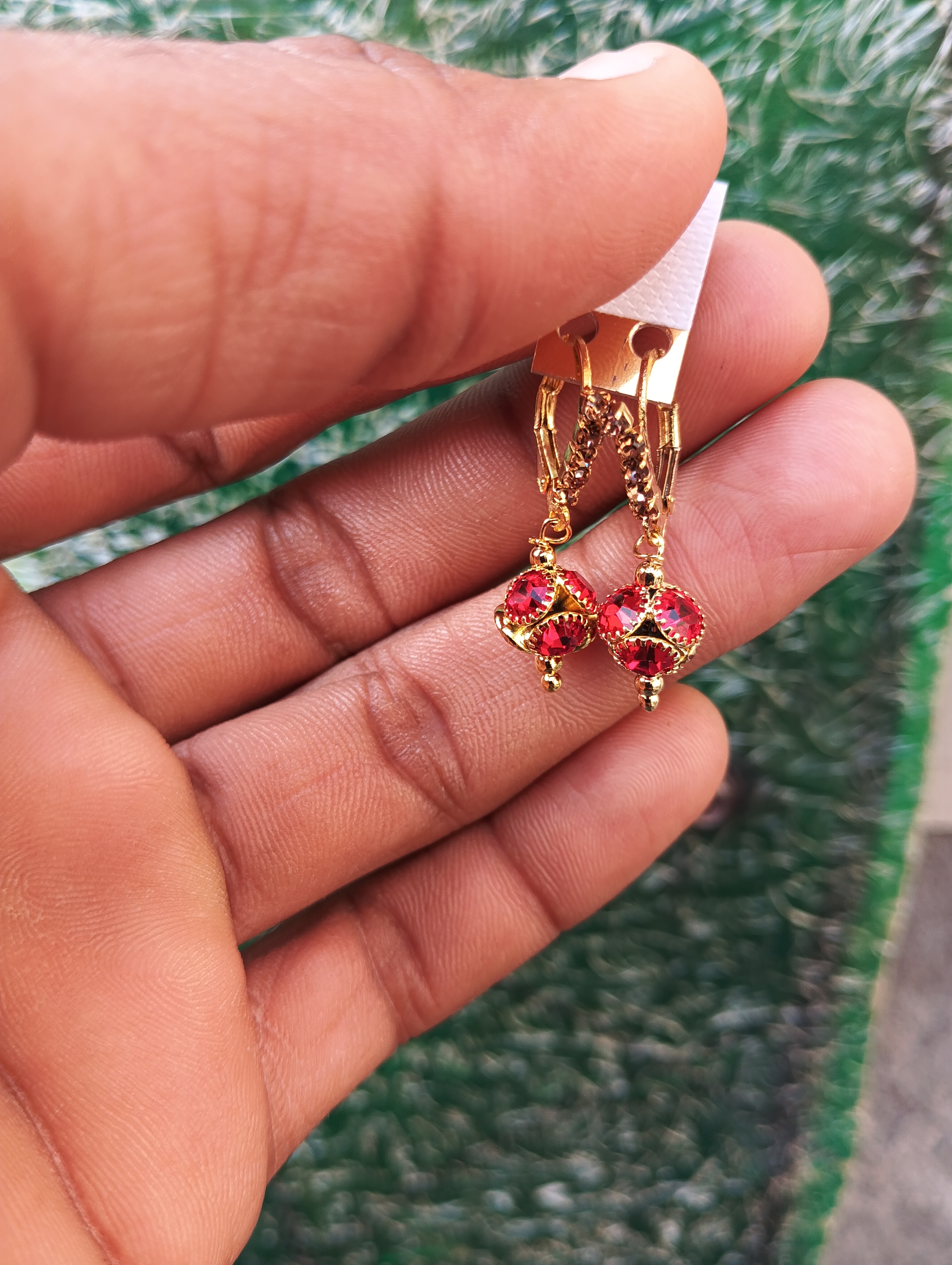 Elegant Red Crystal Drop Earrings