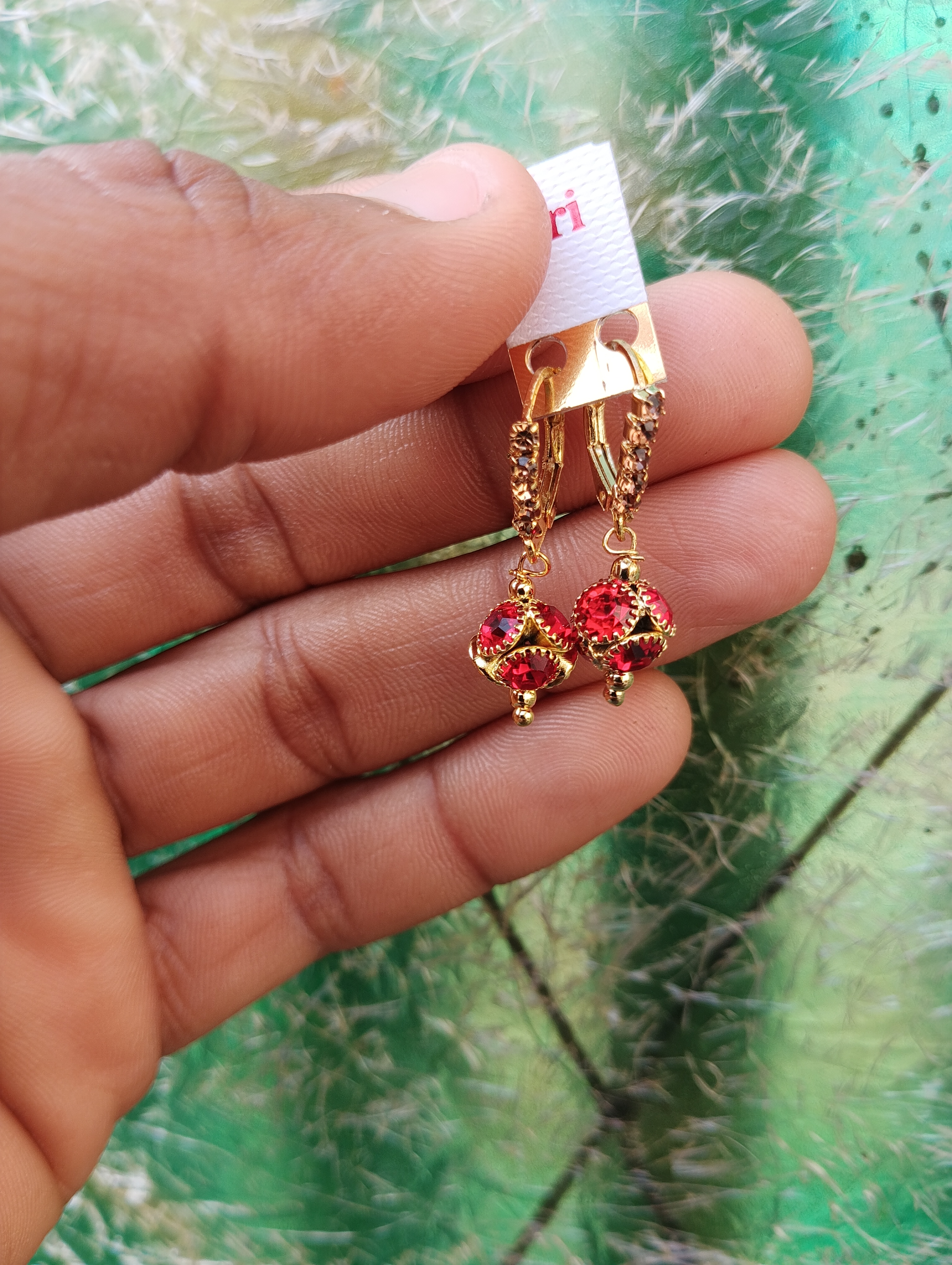 Elegant Red Crystal Drop Earrings