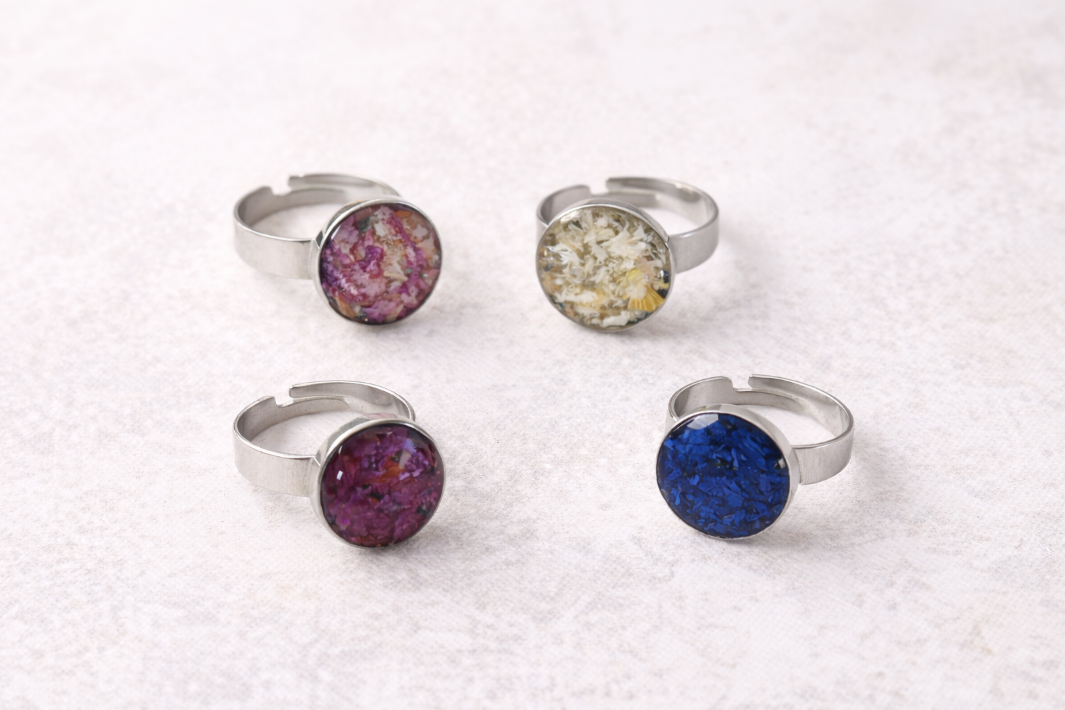 Anillos exclusivos de flores secas naturales
