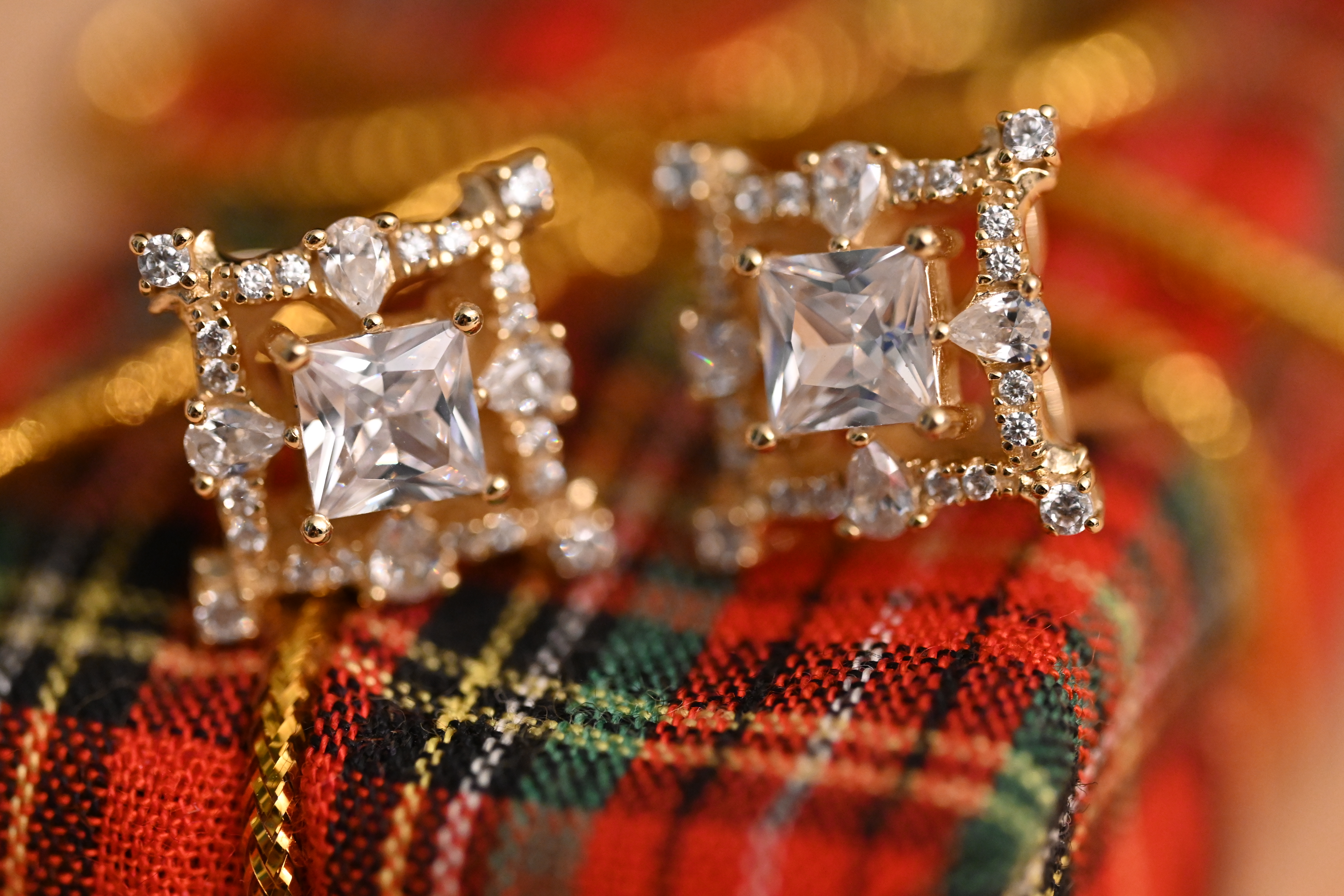 Ice City Square Gold-Plated Earrings