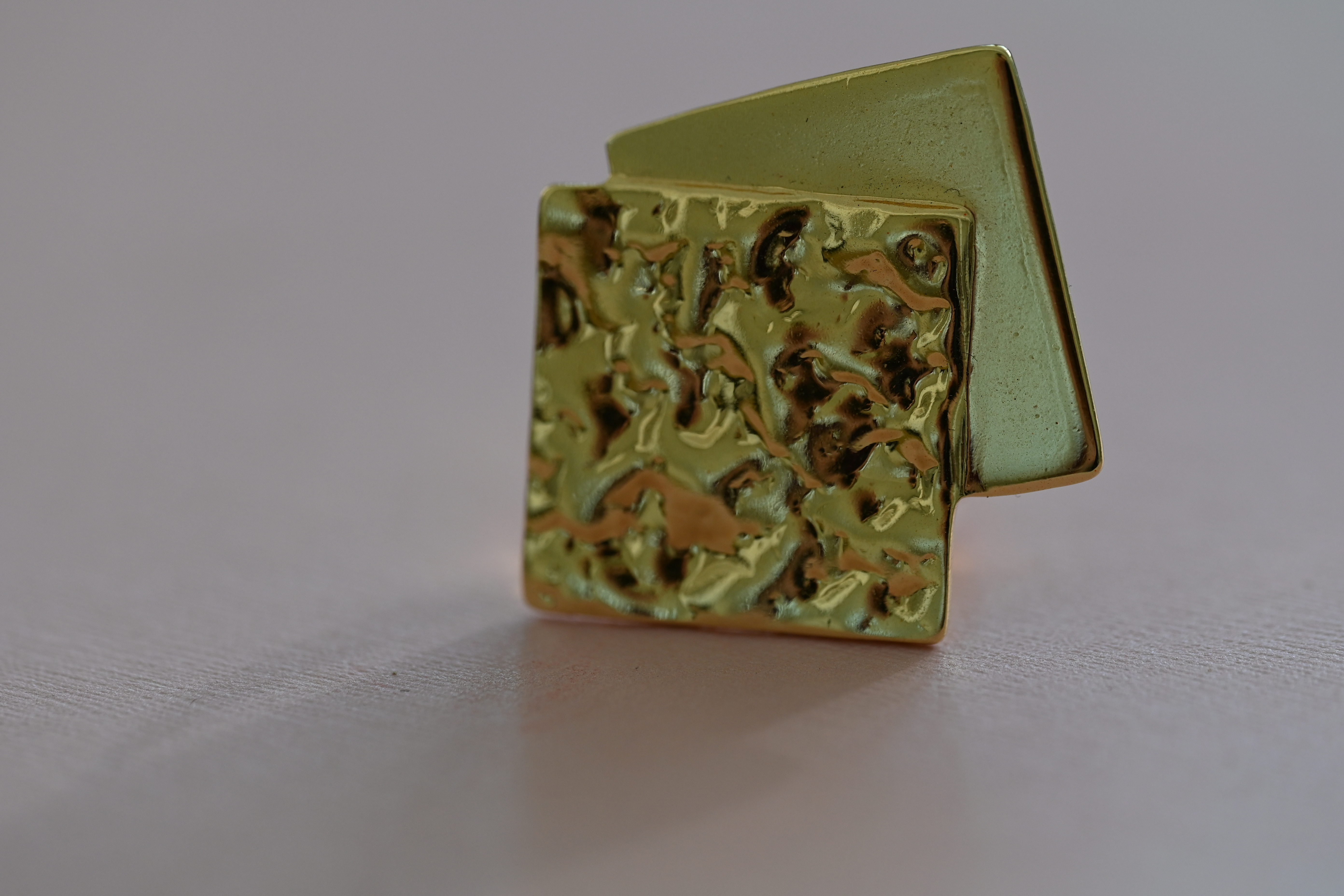 Textured Square Gold-Tone Ring