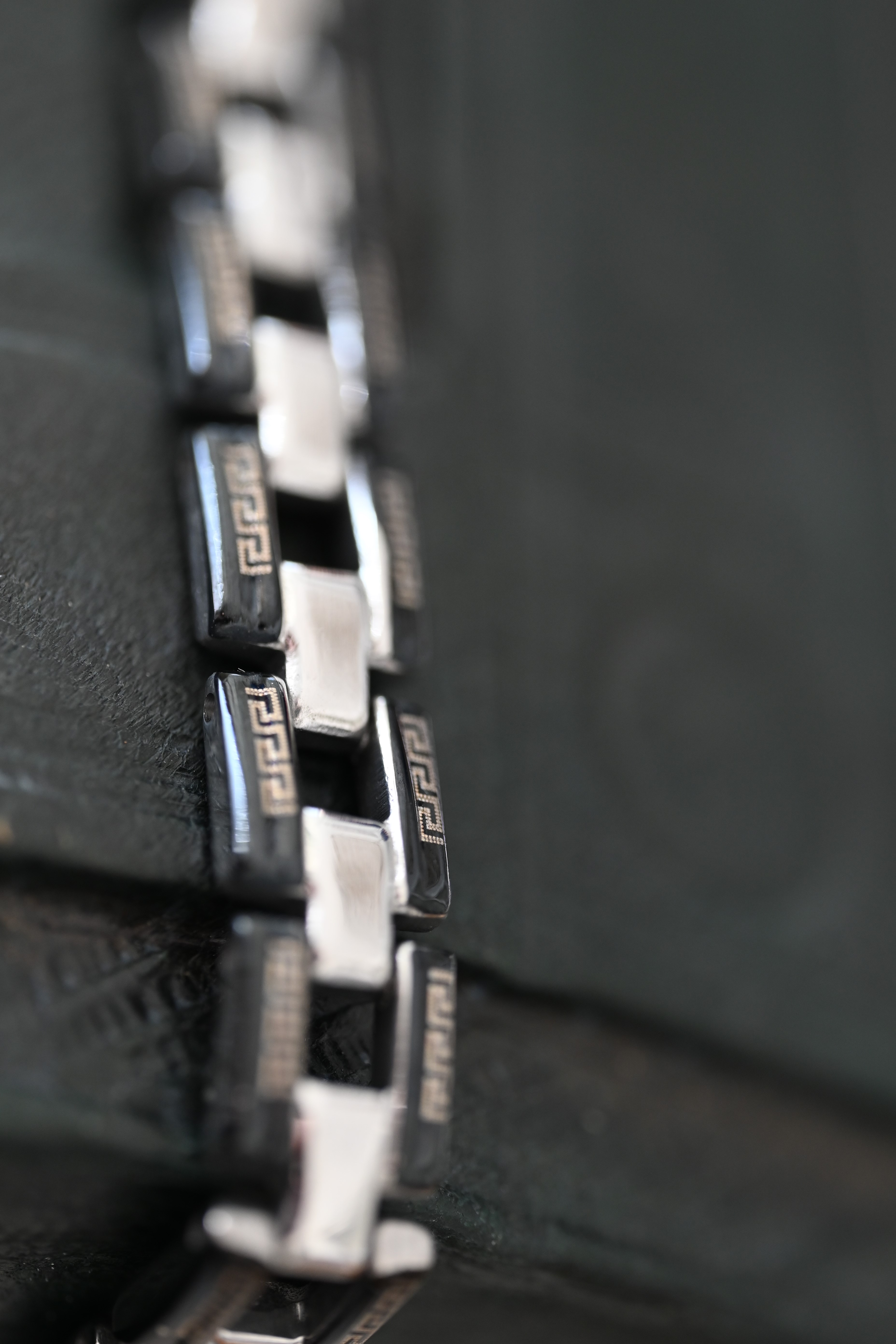 Stainless Steel Bracelet with Engraved Details