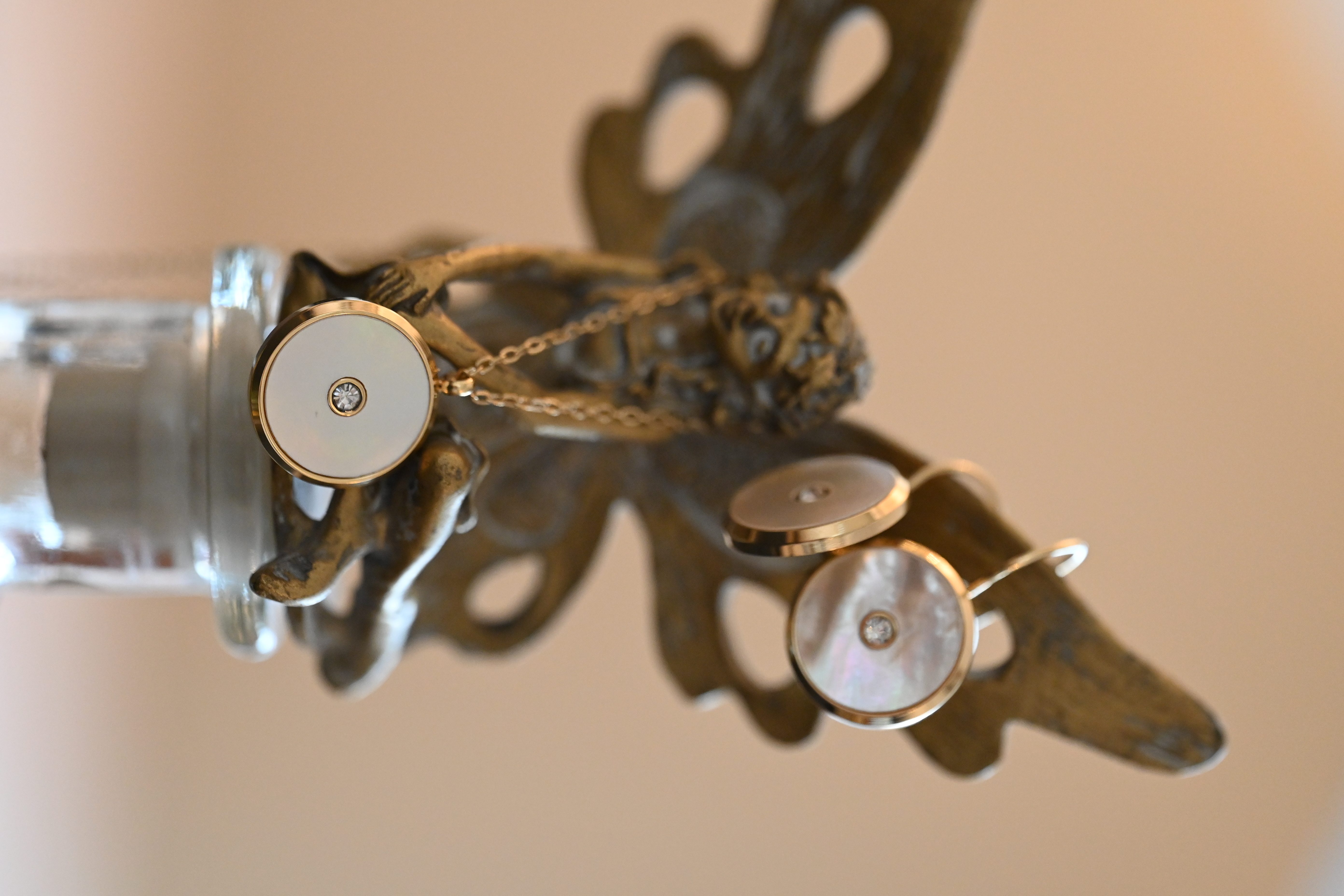 Conjunto de Joyas en Acero Inoxidable Dorado con Madreperla