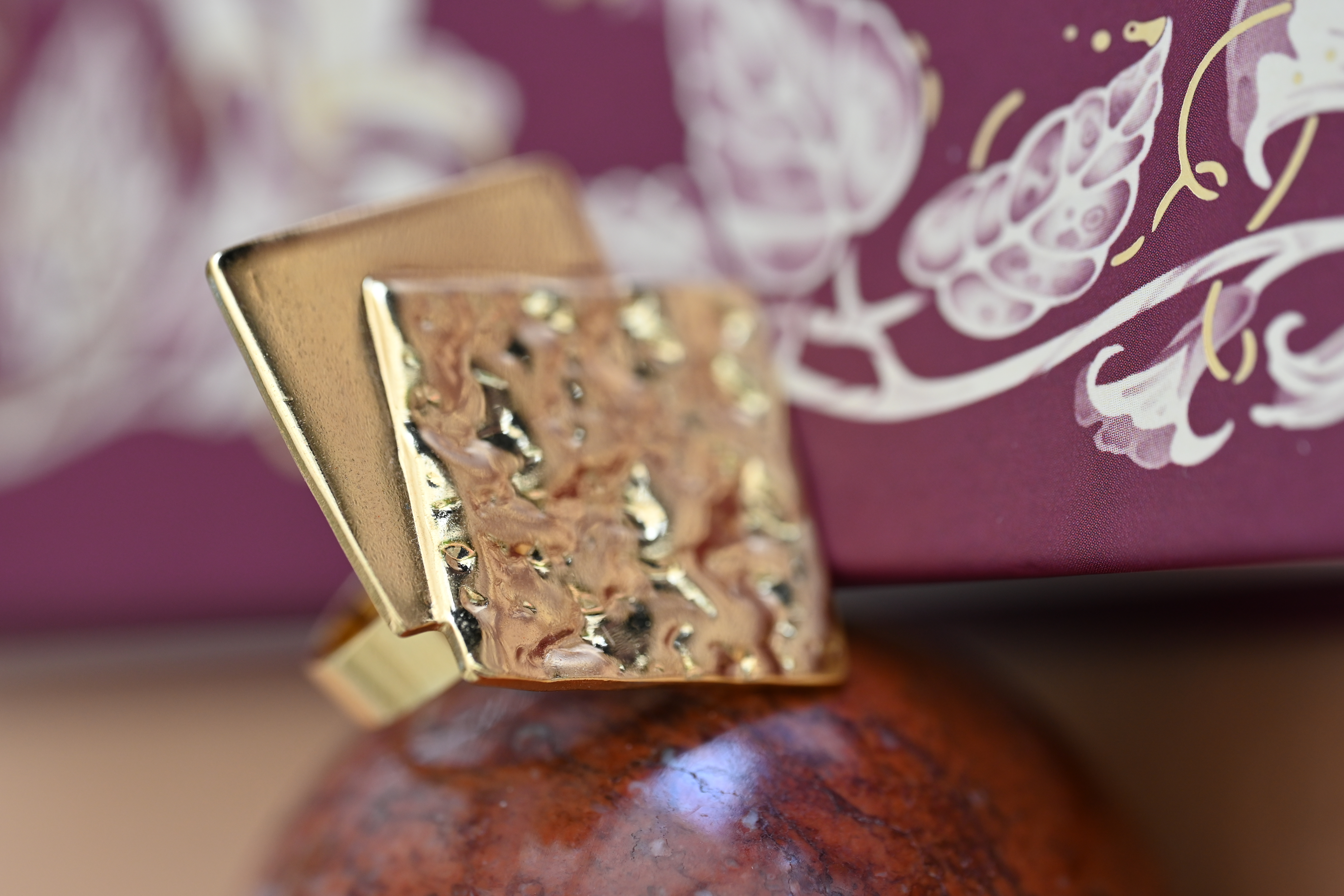 Textured Square Gold-Tone Ring