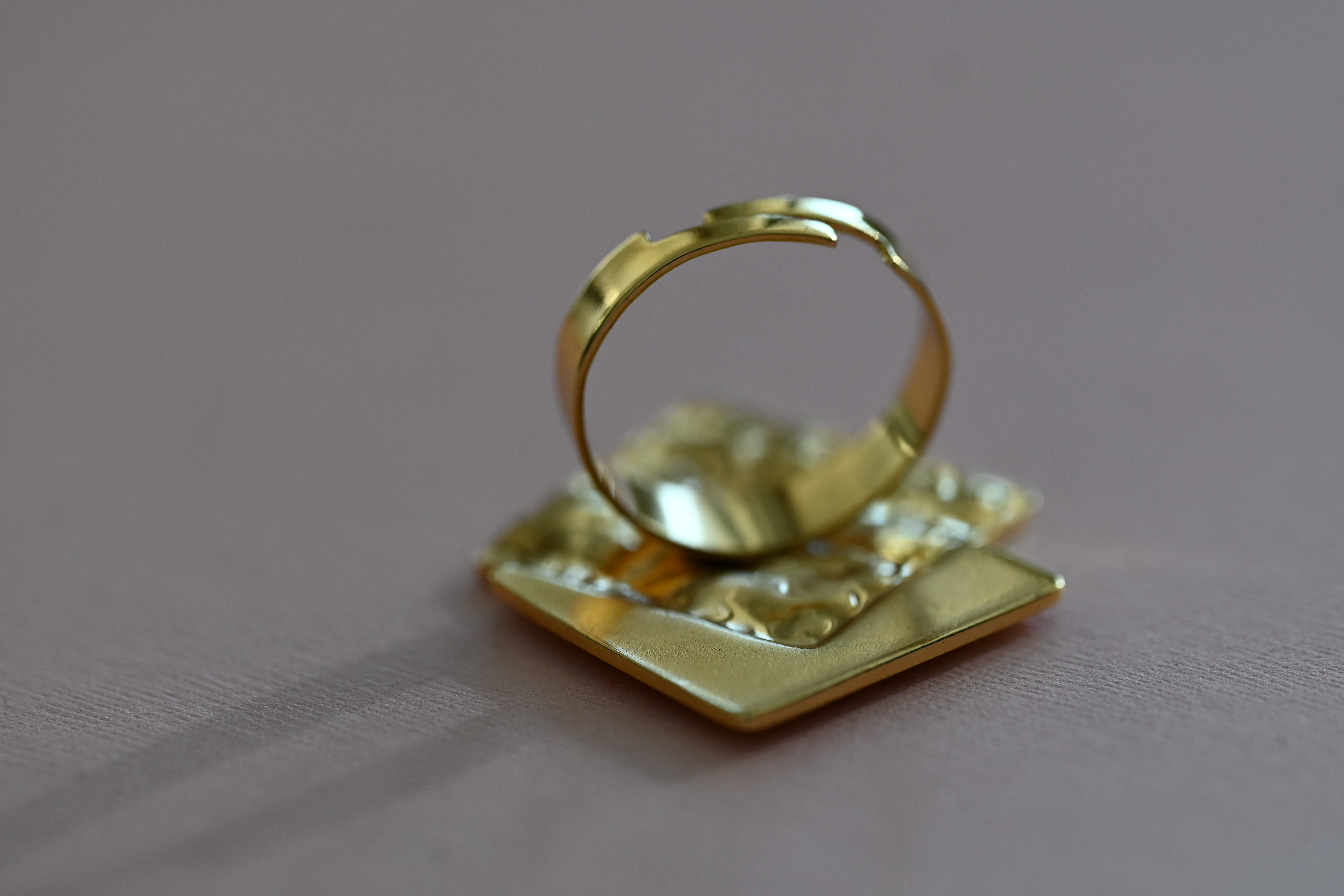 Textured Square Gold-Tone Ring